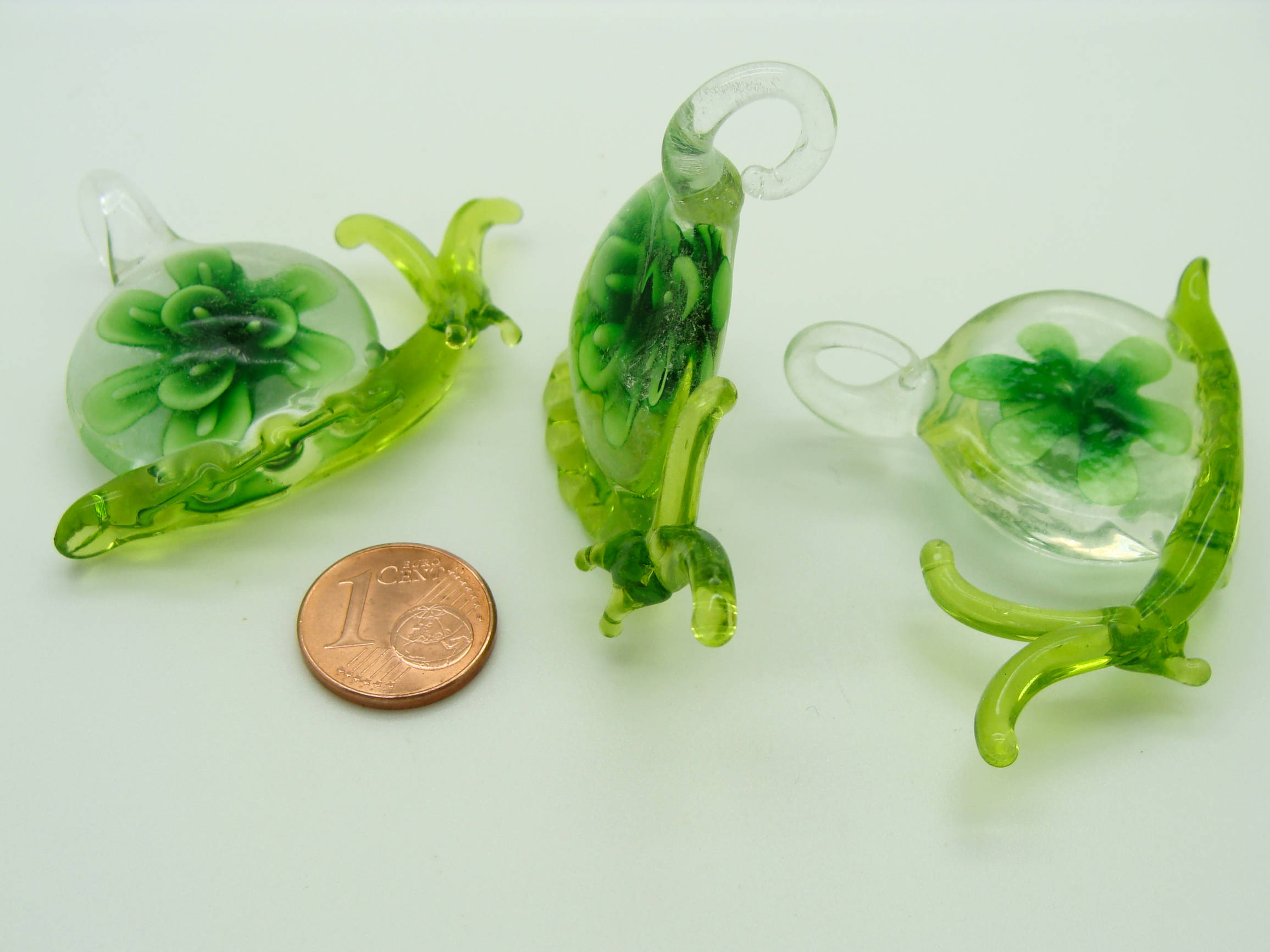 pendentif escargot verre vert Pend-113