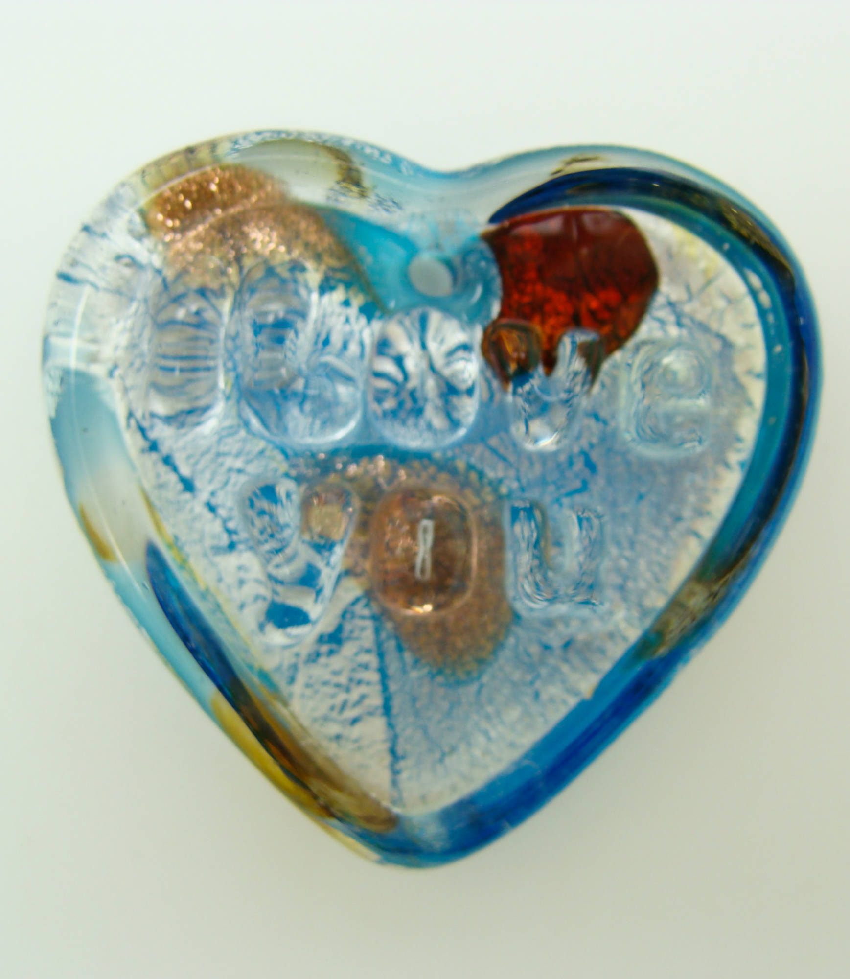 pendentif coeur bleu verre Pend-116