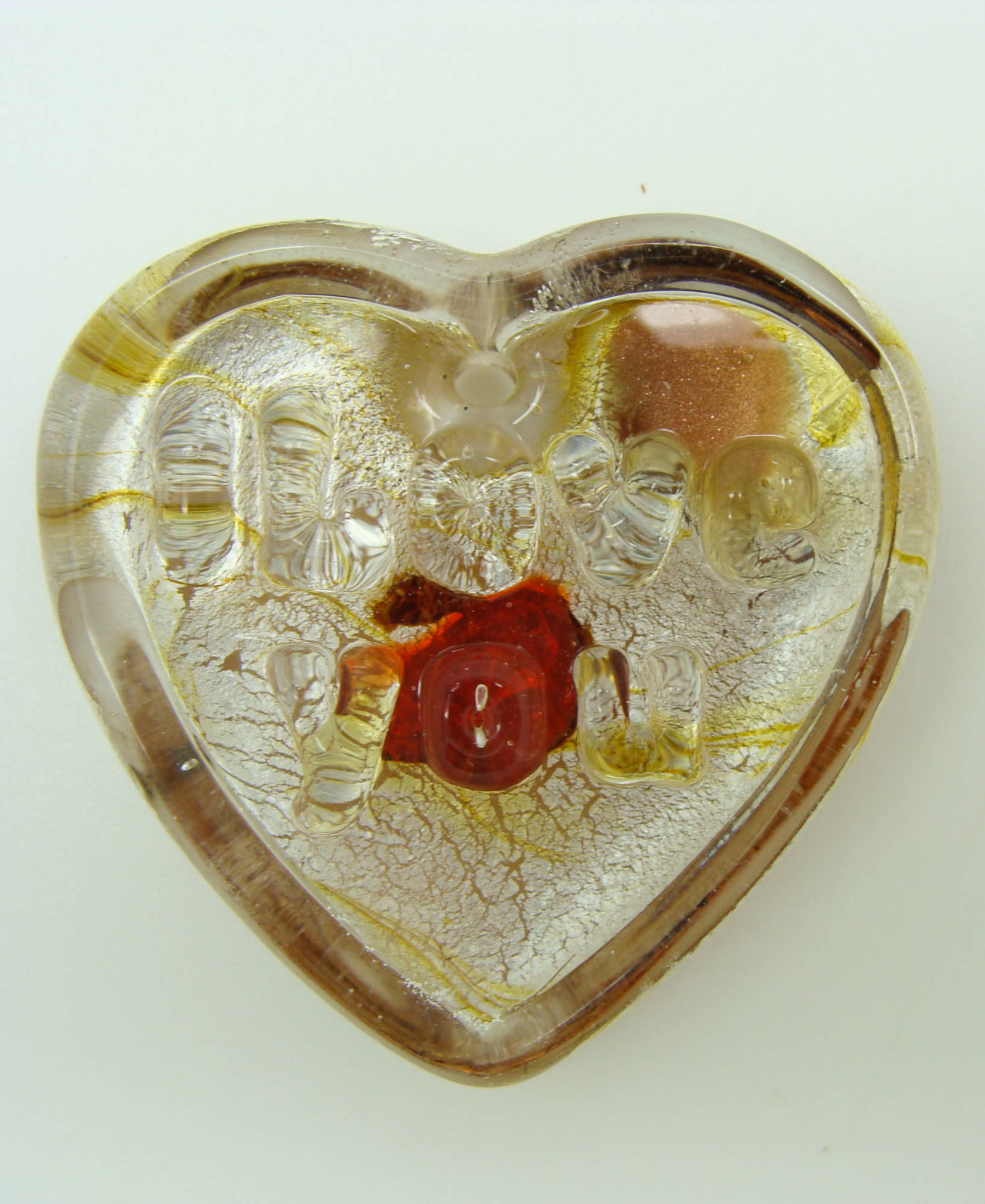 pendentif amour coeur marron verre Pend-119