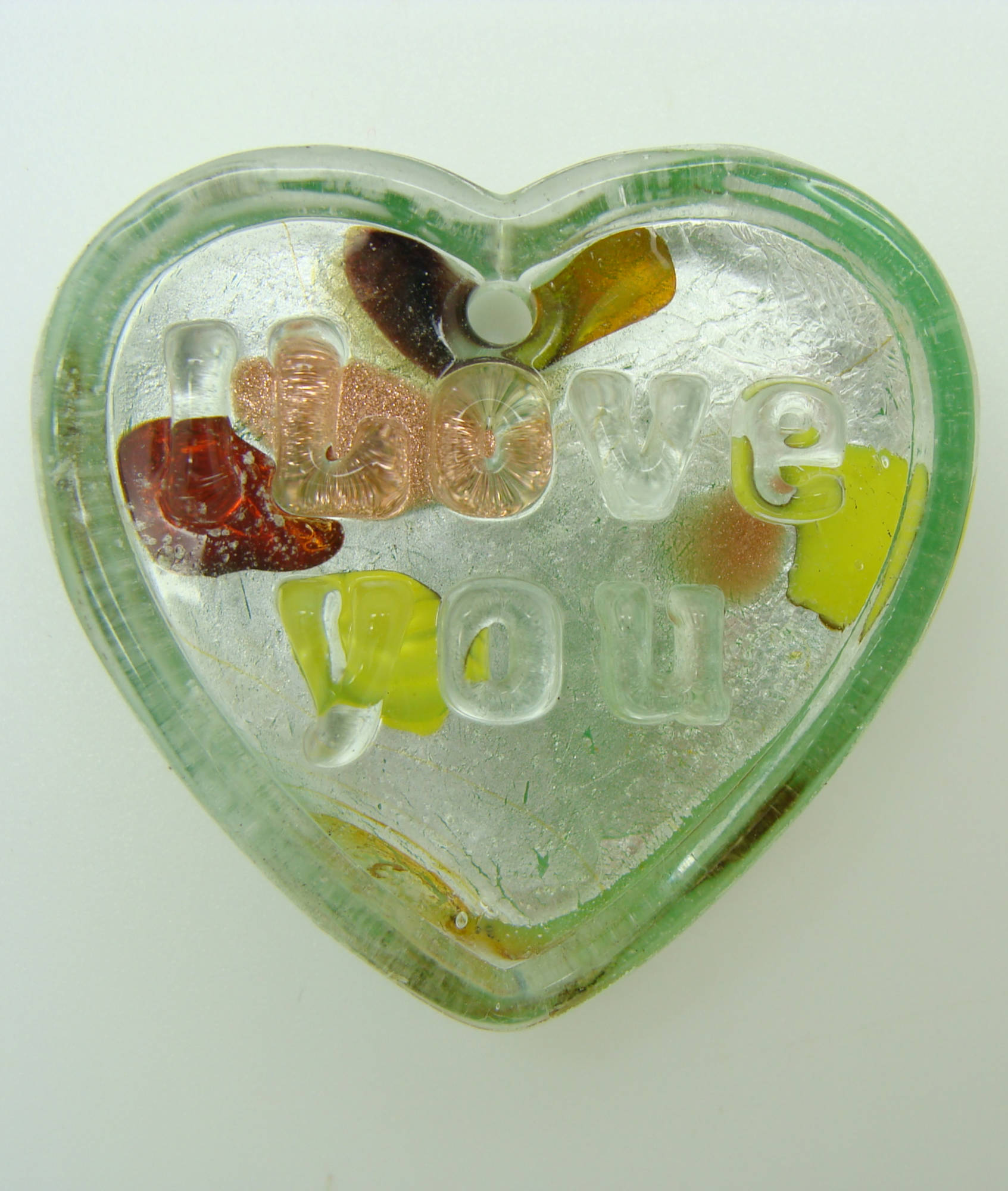 pendentif coeur vert verre Pend-121