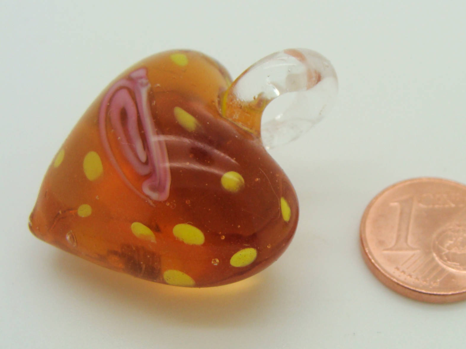 pendentif verre coeur marron multicolore Pend-136-1