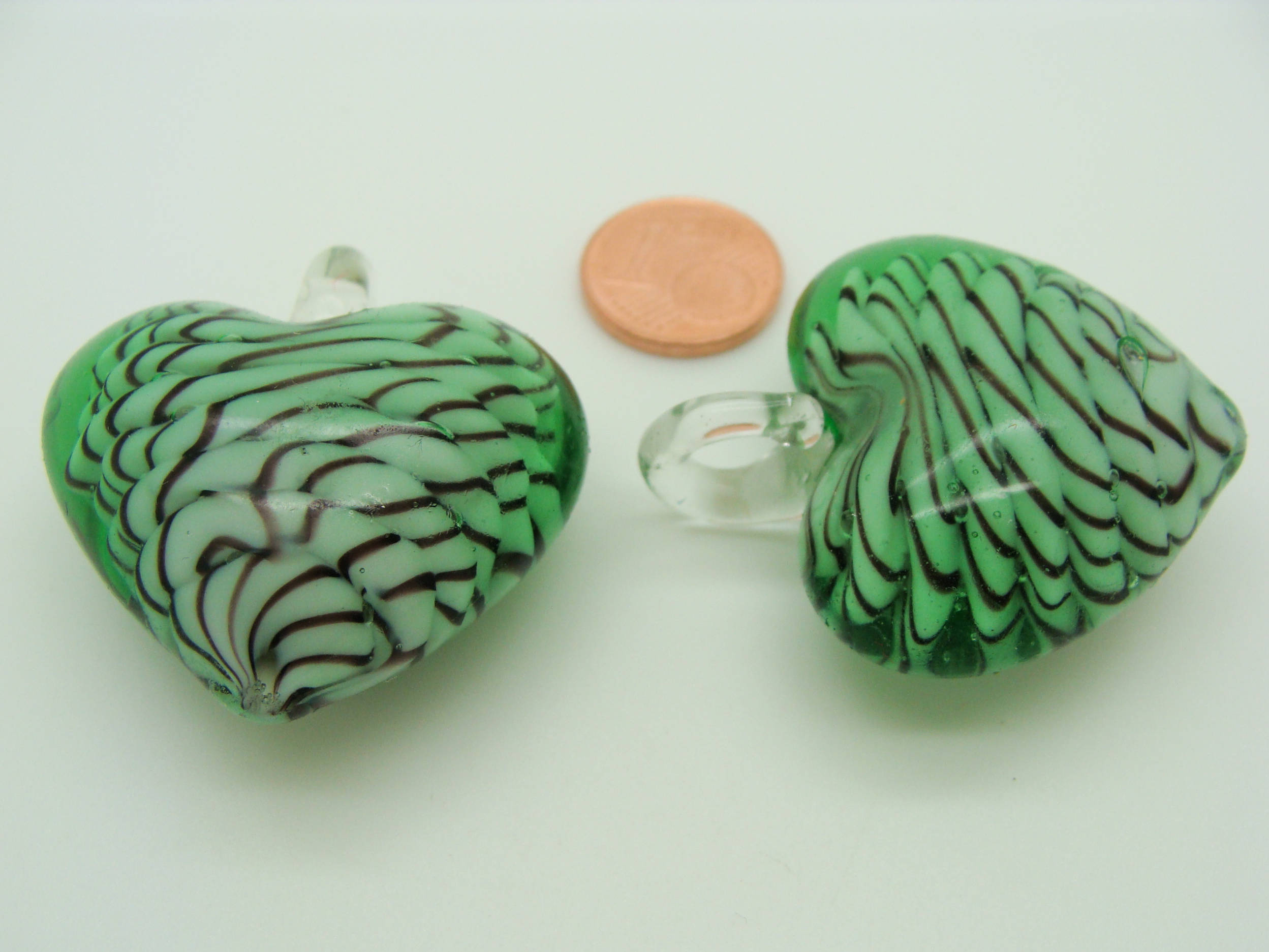 pendentif coeur verre vert 40mm Pend-140