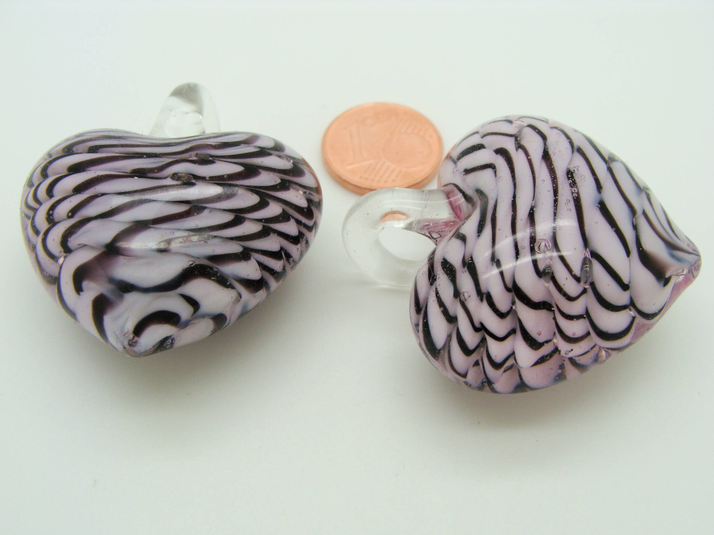 pendentif coeur verre violet 40mm Pend-142