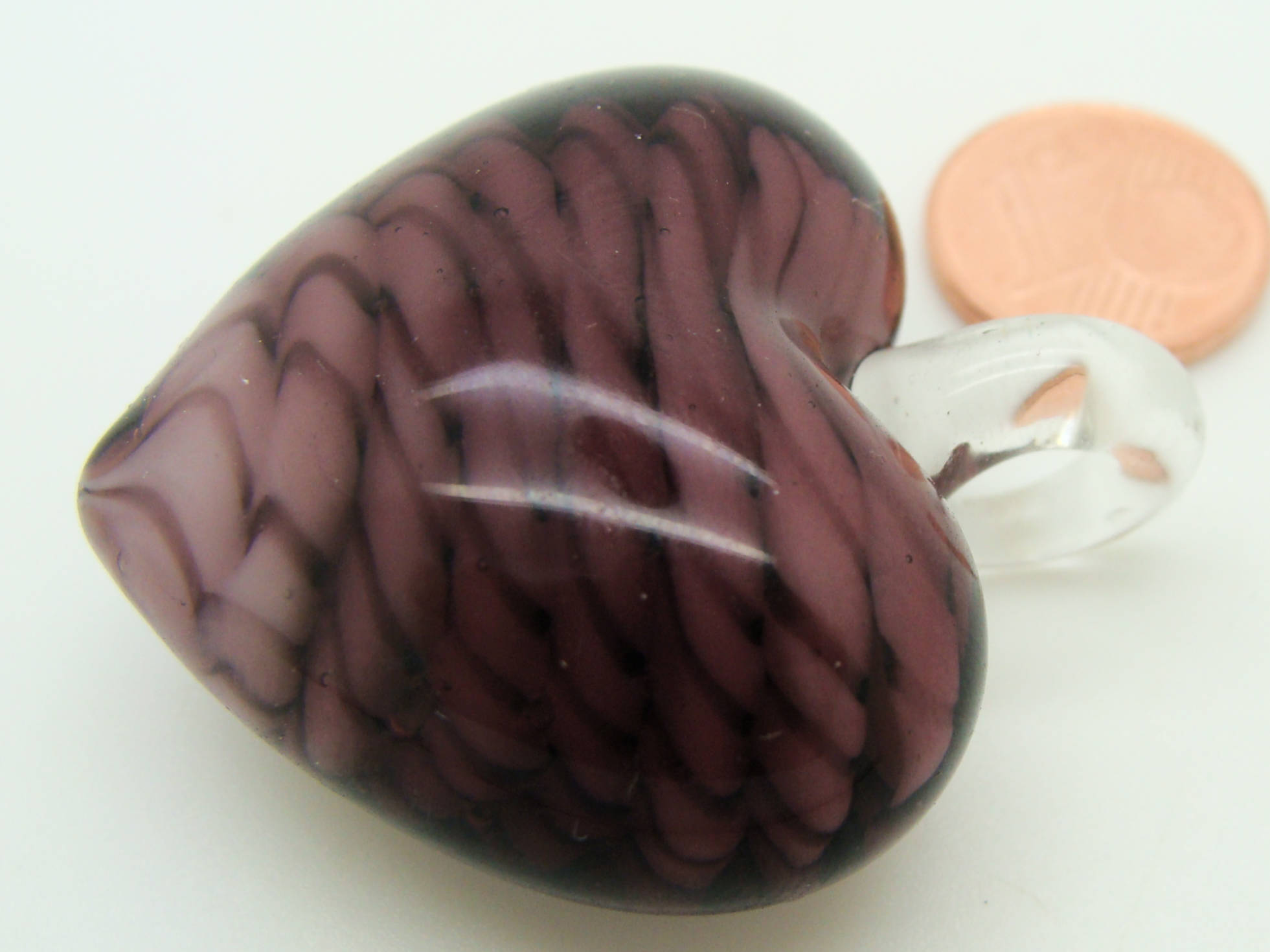 pendentif coeur verre violet Pend-142-3