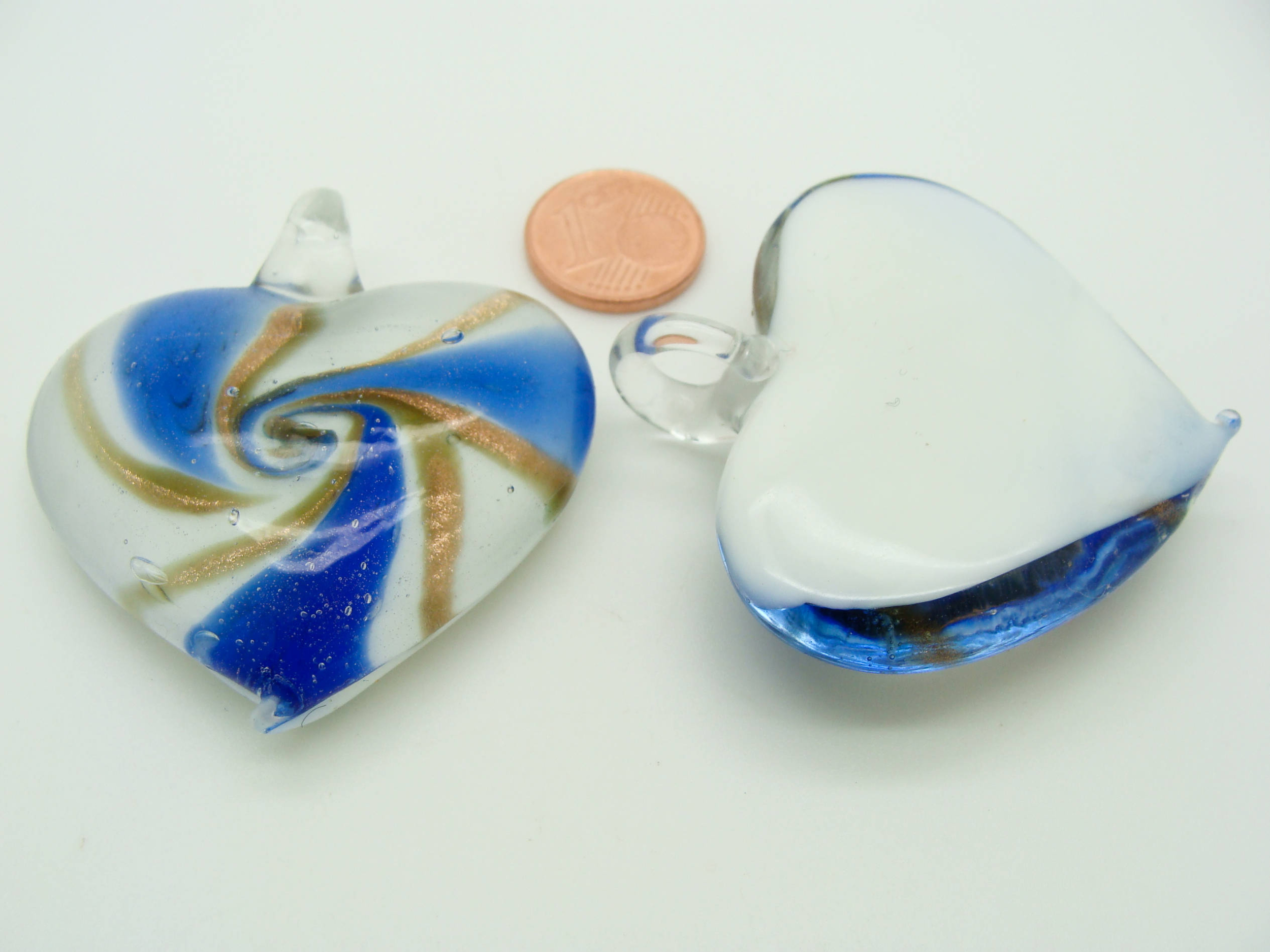 pendentif coeur spirale bleu dore Pend-143