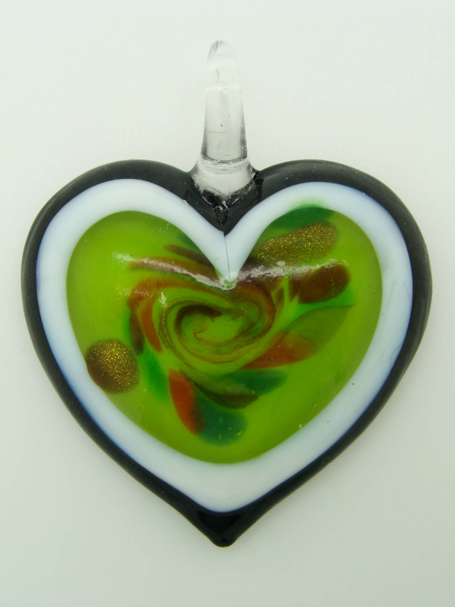 pendentif coeur verre noir vert Pend-153