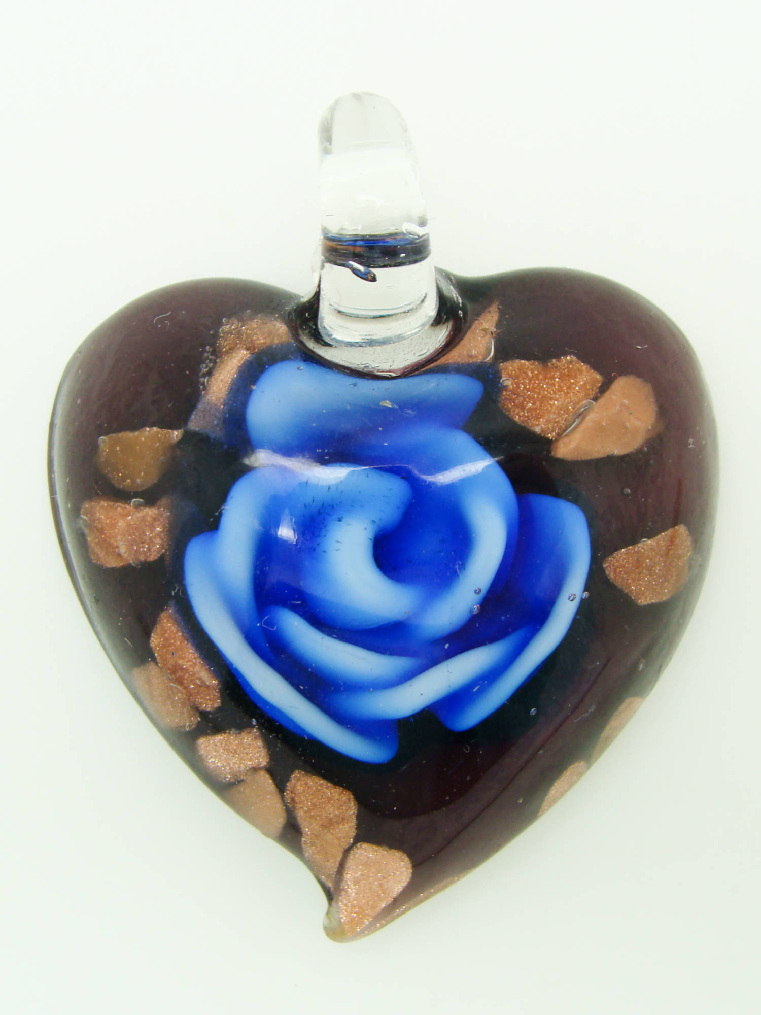 pendentif coeur violet fleur bleu Pend-154-1