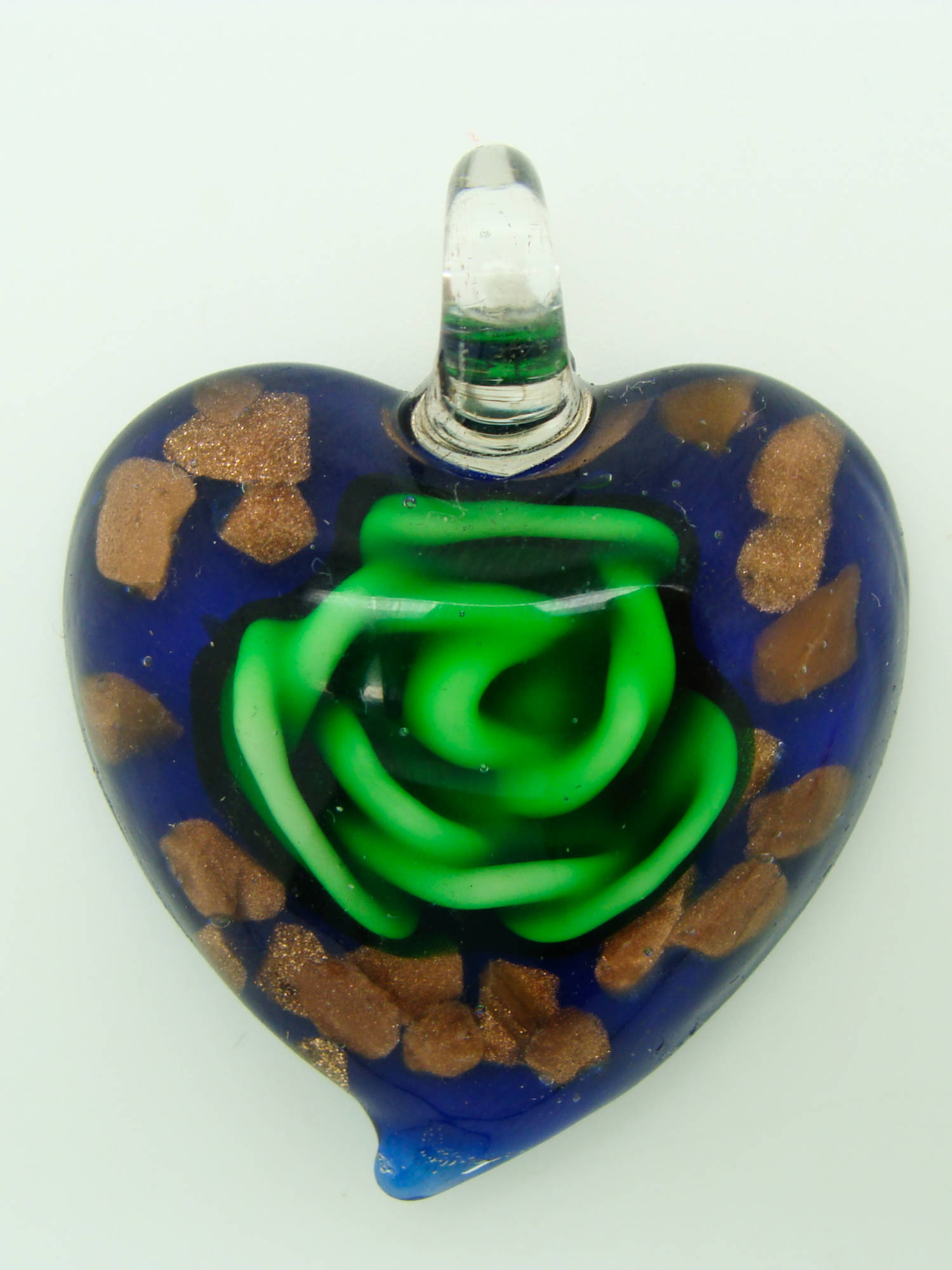 pendentif coeur marine fleur vert Pend-155