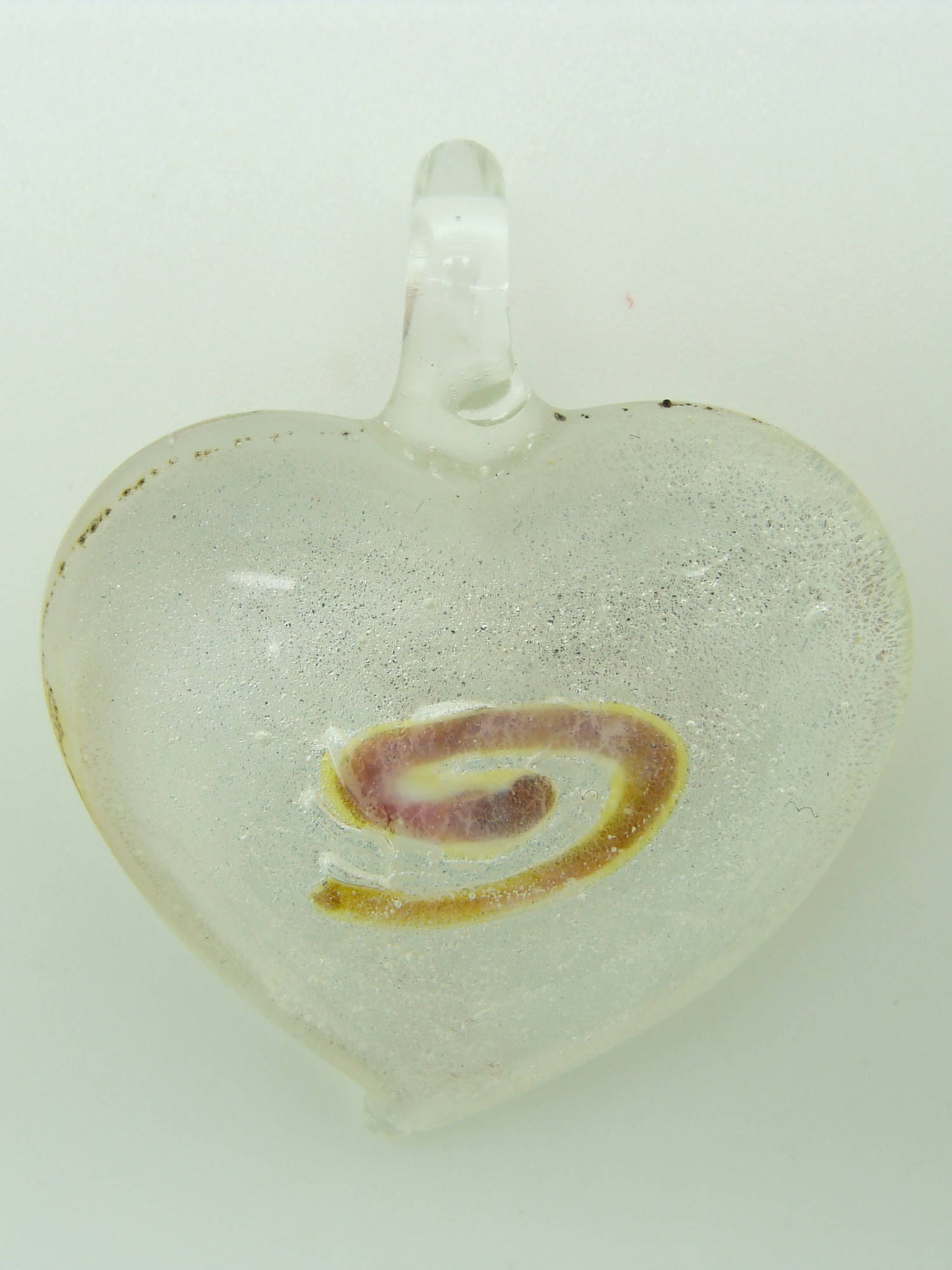 pendentif coeur argente spirale marron Pend-157
