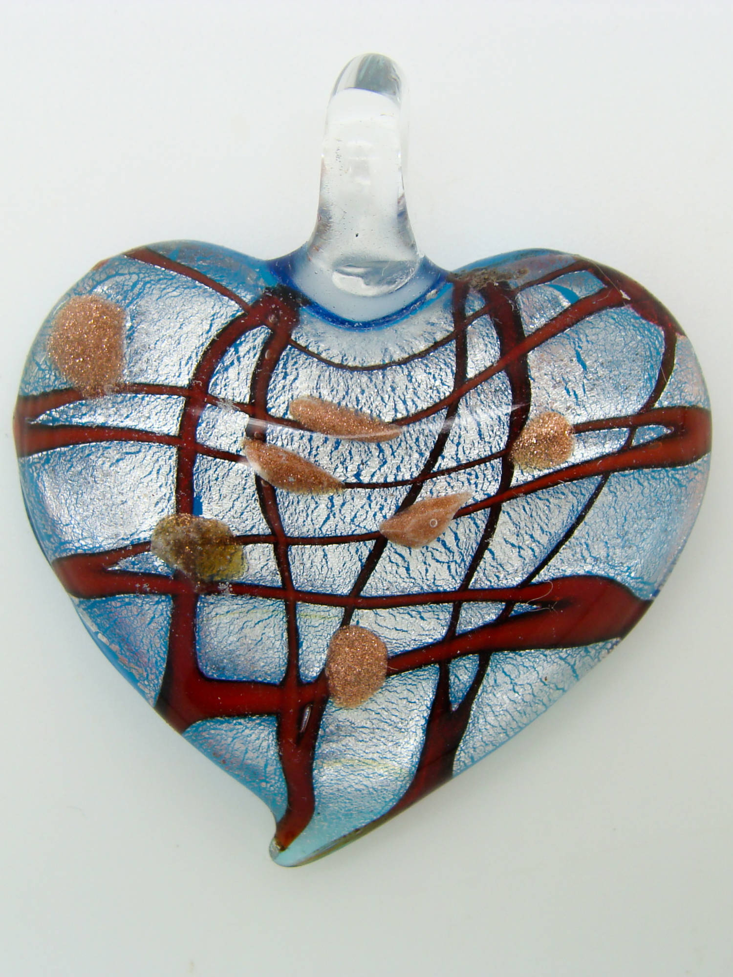 pendentif coeur bleu rayure Pend-159