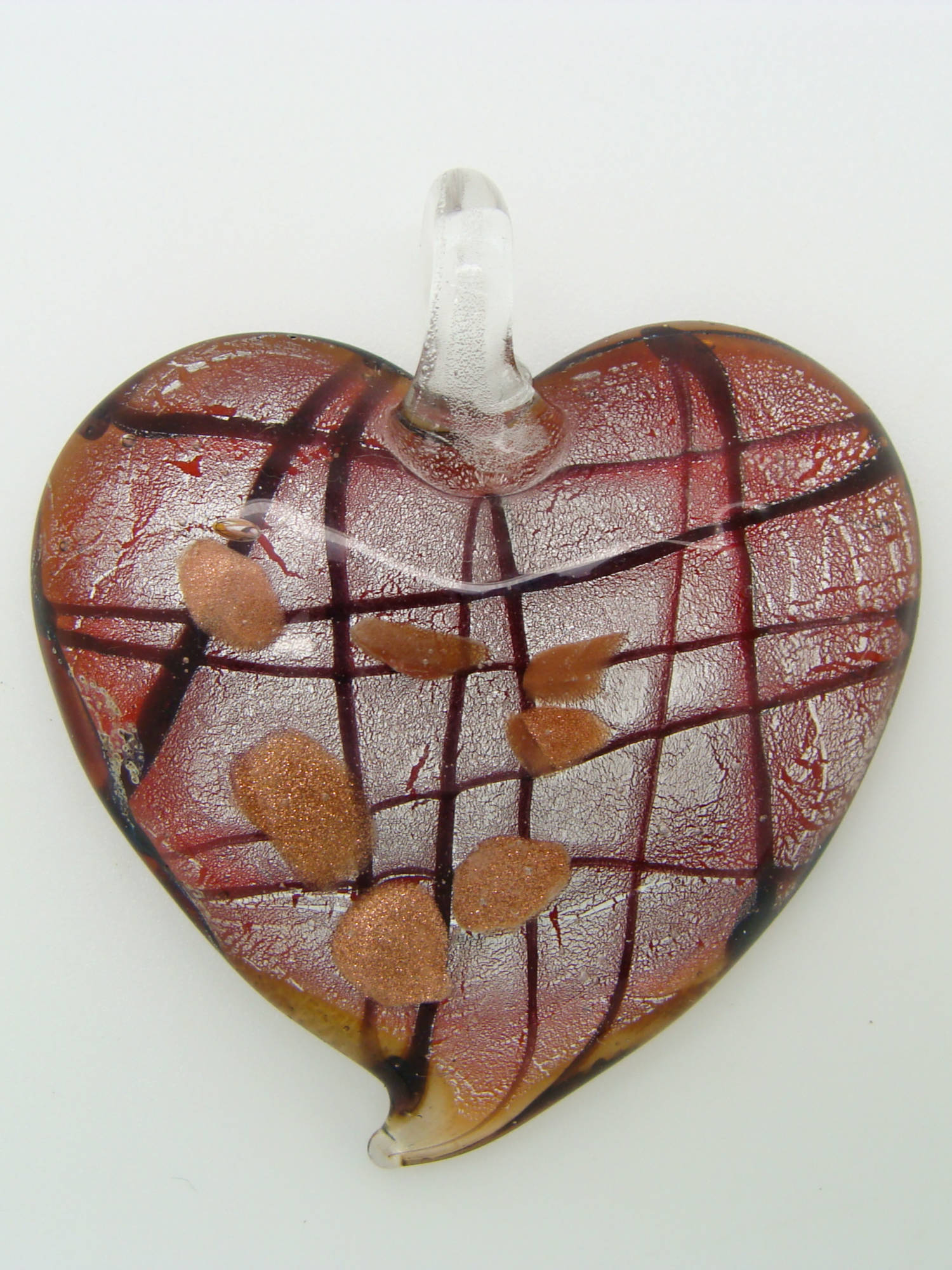 pendentif coeur rouge rayure Pend-159-2