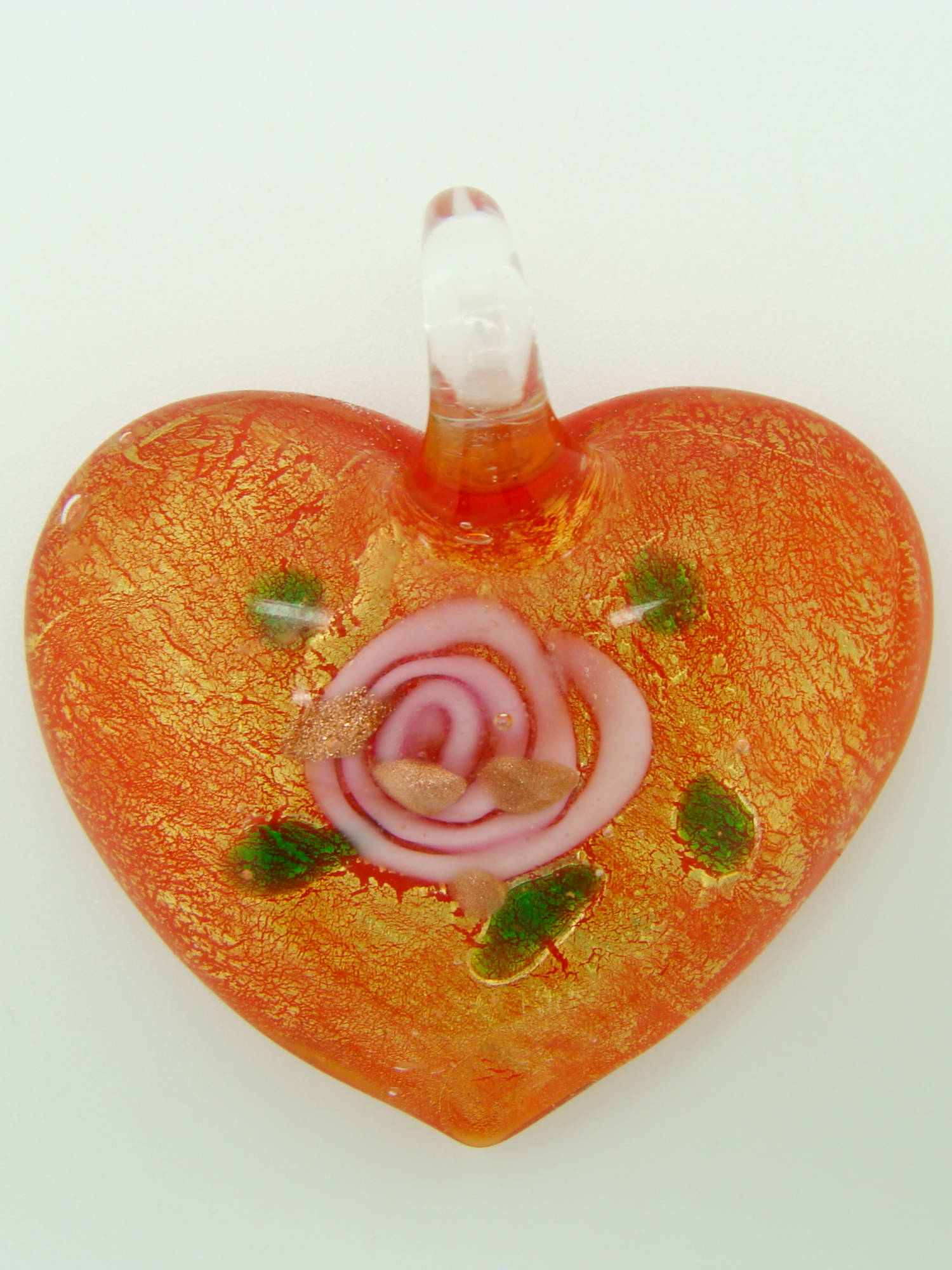 pendentif coeur rouge fleur rose Pend-164