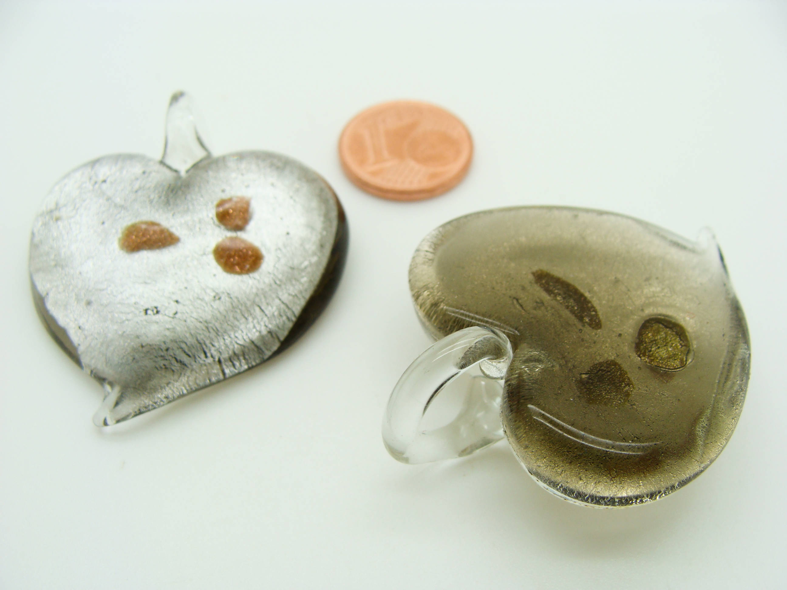 pendentif coeur verre gris touche dore Pend-166-2
