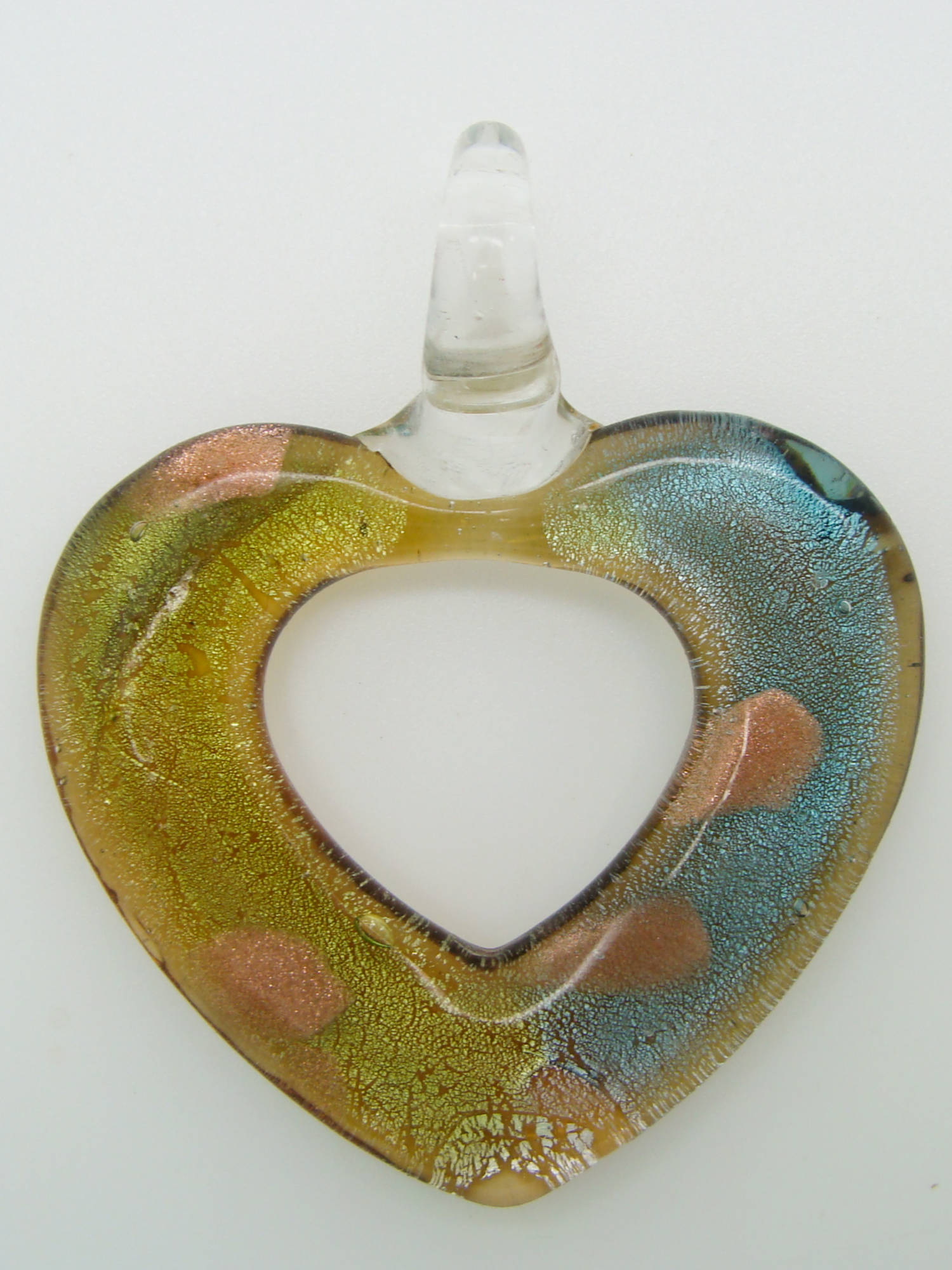 pendentif coeur creux vert bleu Pend-173