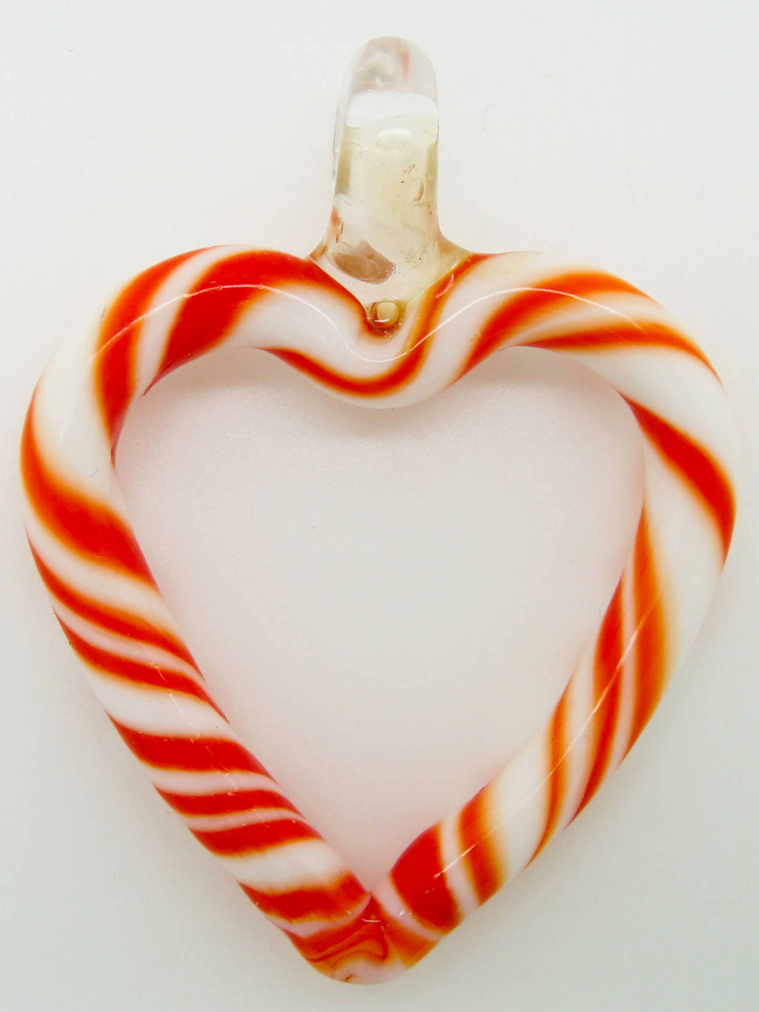 pendentif coeur creux rouge blanc Pend-174-4