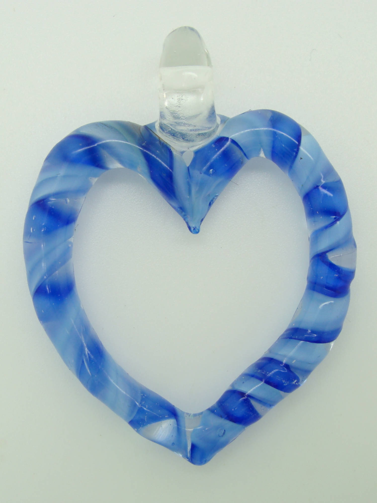 pendentif coeur creux bleu transparent 53mm Pend-175