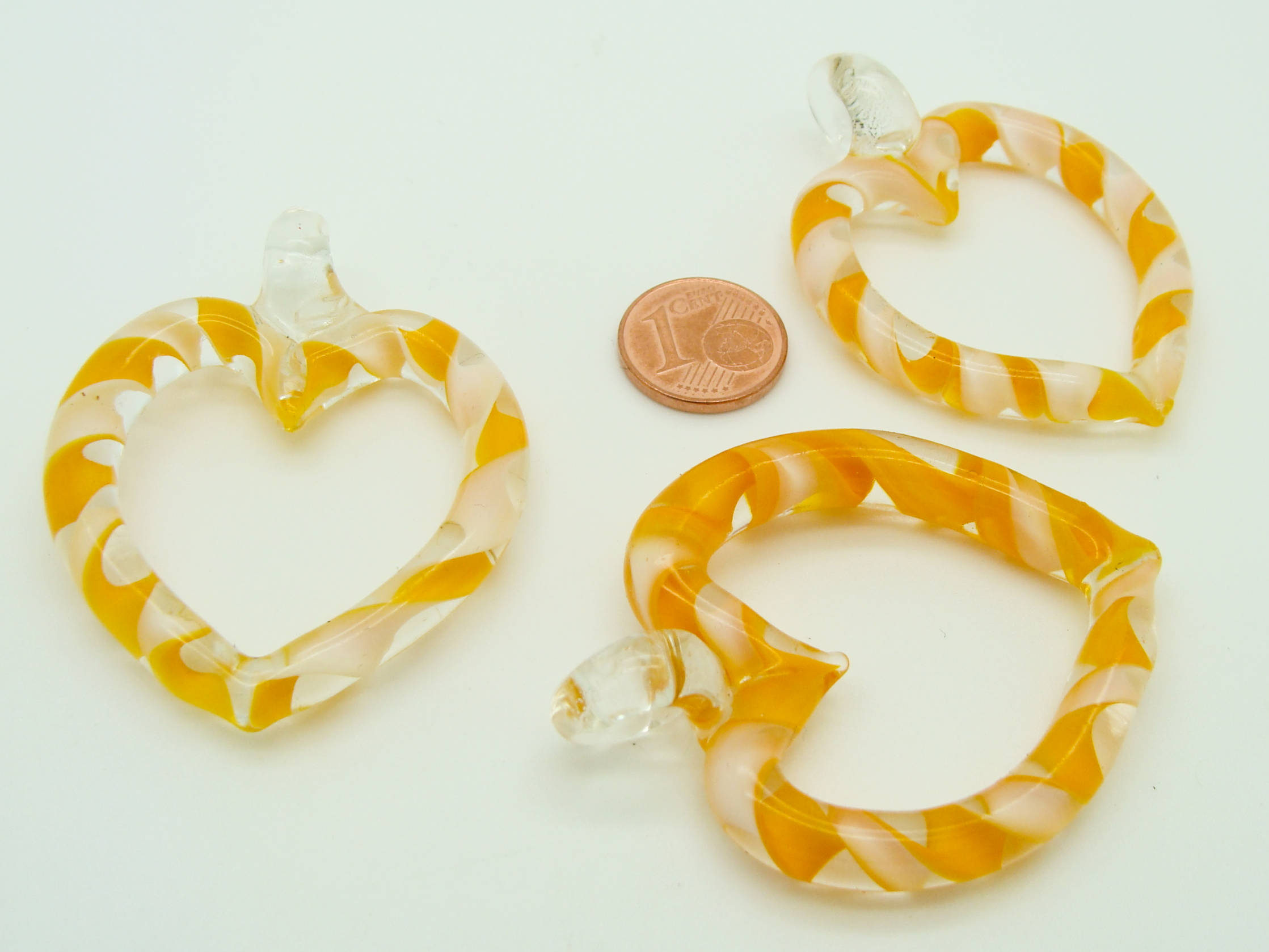 pendentif coeur creux orange verre lampwork Pend-175-2