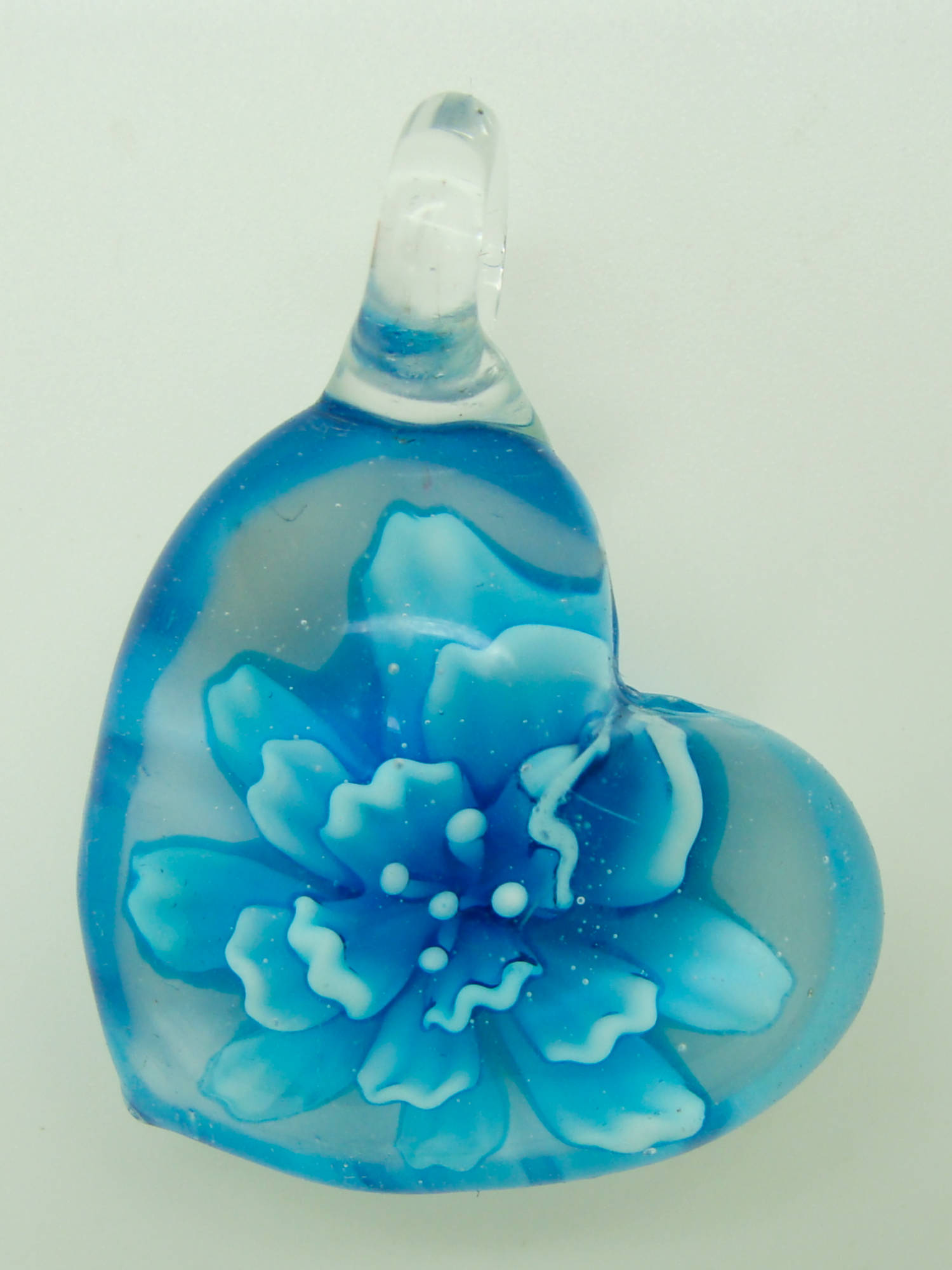 pendentif coeur fleur bleu Pend-176
