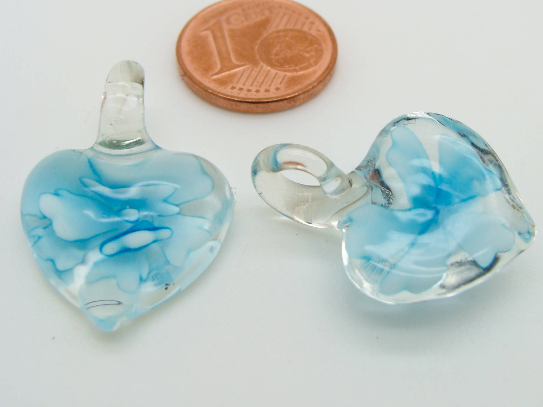 mini pendentif coeur fleur bleu Pend-178