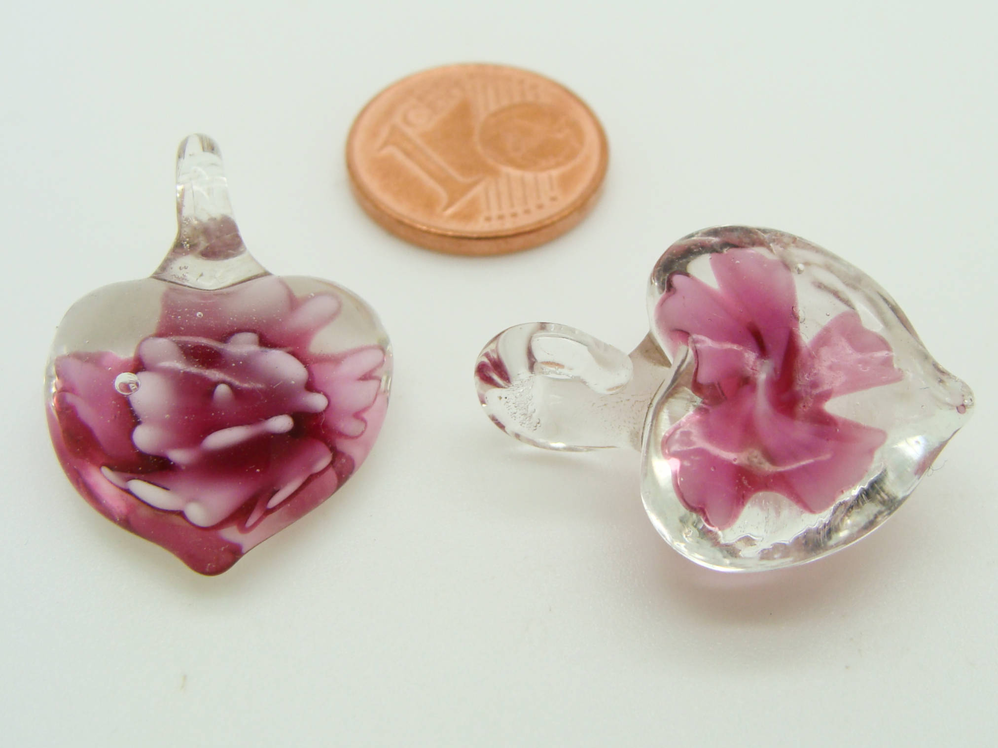 pendentif coeur breloque fleur violet Pend-178-3