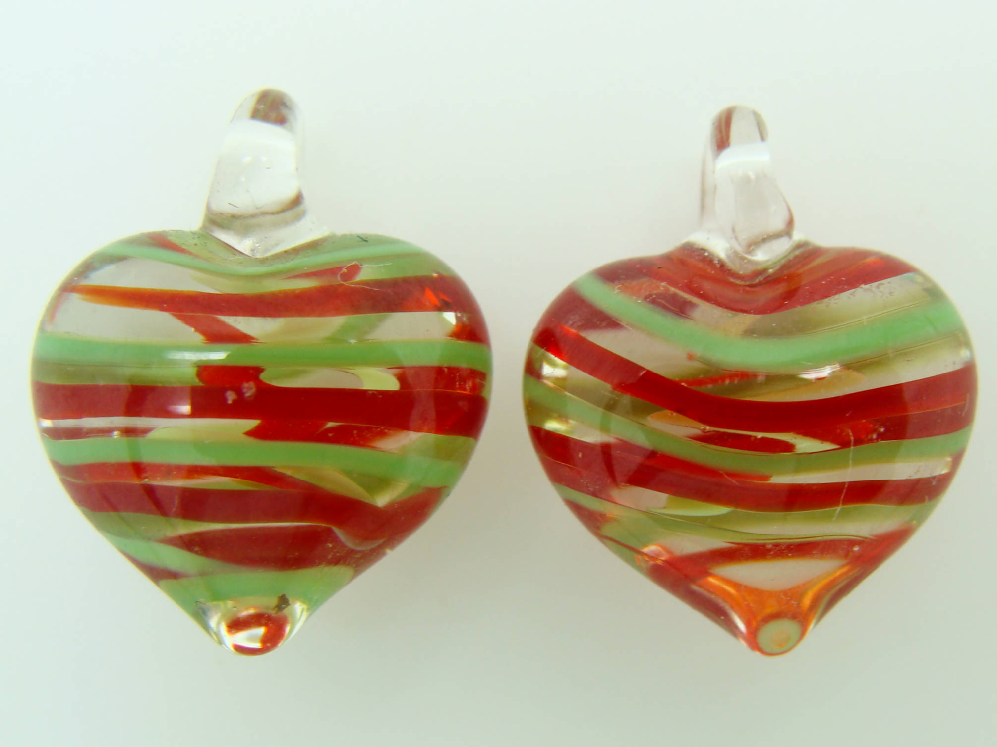 mini pendentif coeur vert rouge Pend-182-6