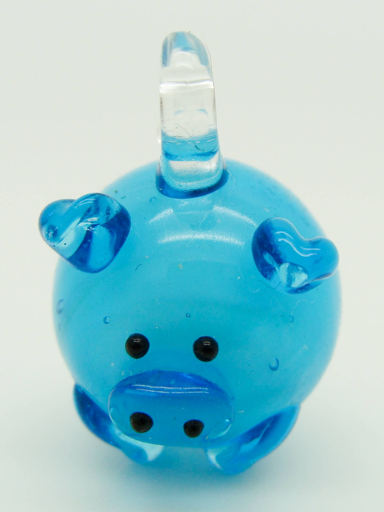 pendentif cochon bleu verre animal Pend-185