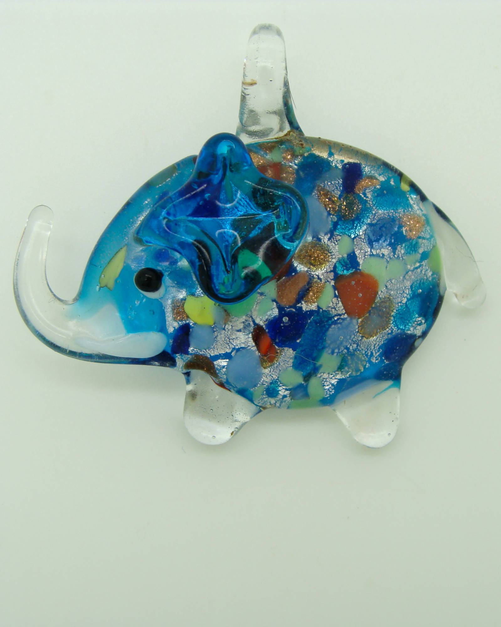 pendentif elephant bleu verre Pend-188