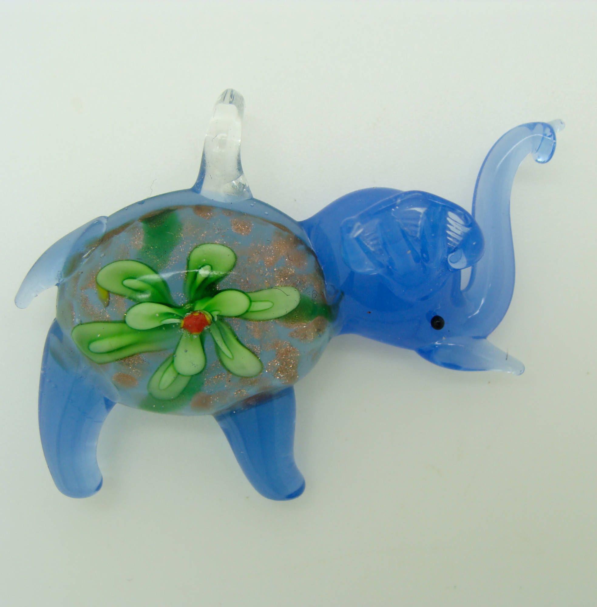 pendentif elephant bleu fonce verre Pend-190-3