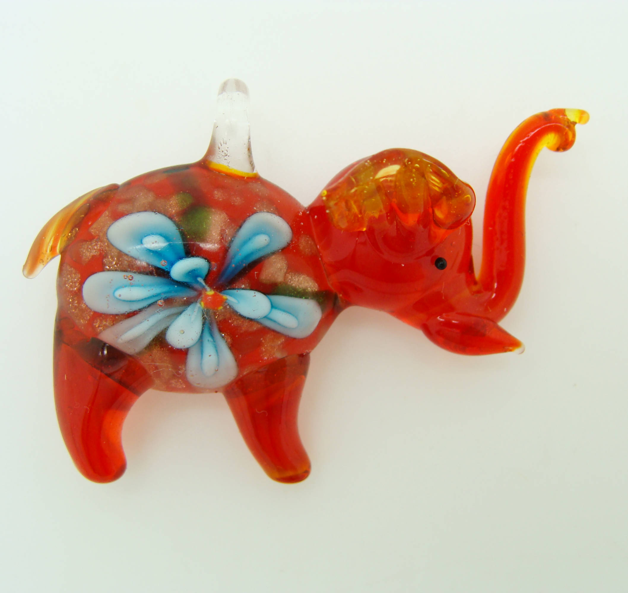 pendentif elephant rouge verre Pend-190-4