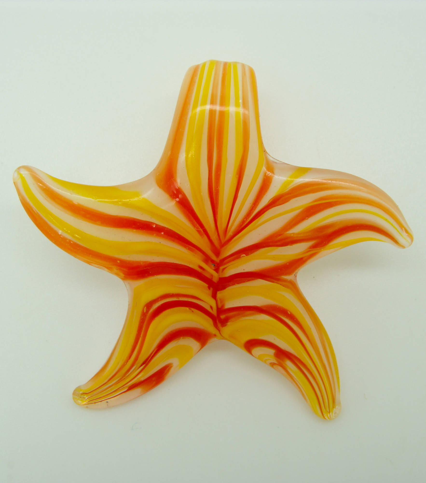 pendentif etoile fleur orange verre Pend-192