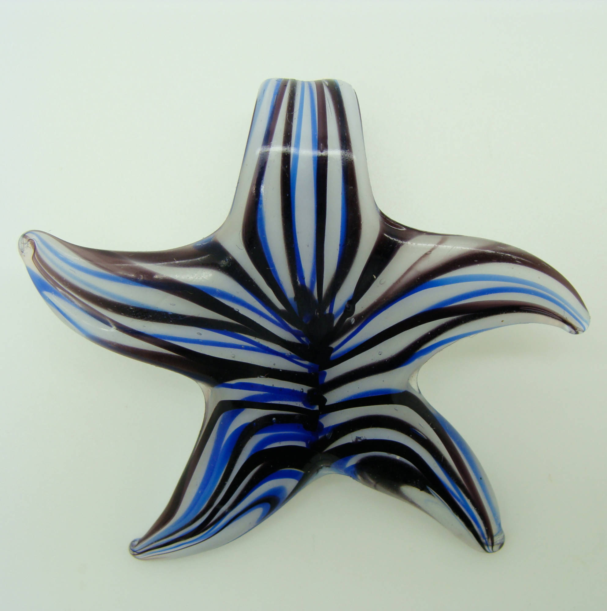 pendentif fleur bleu noir verre Pend-193