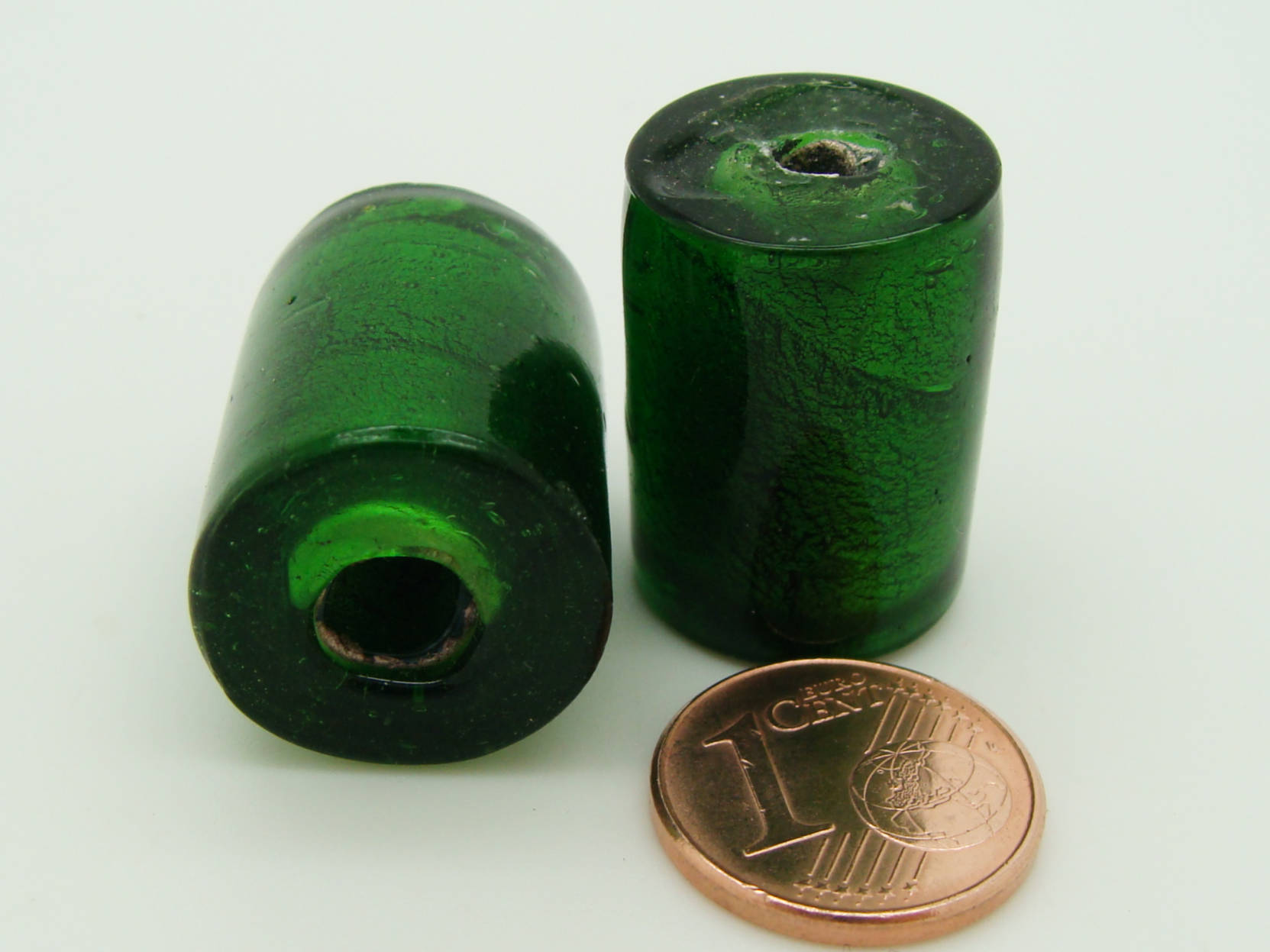 perle tube vert feuille argente FA-T23-vert