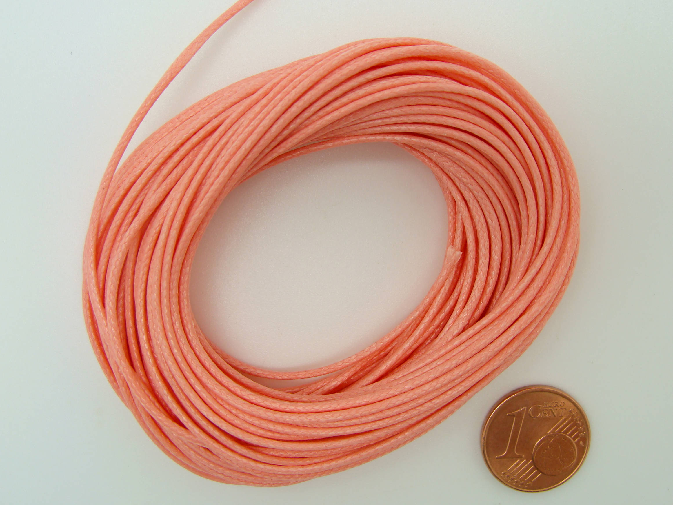 fil polyester cire 1mm rose saumon