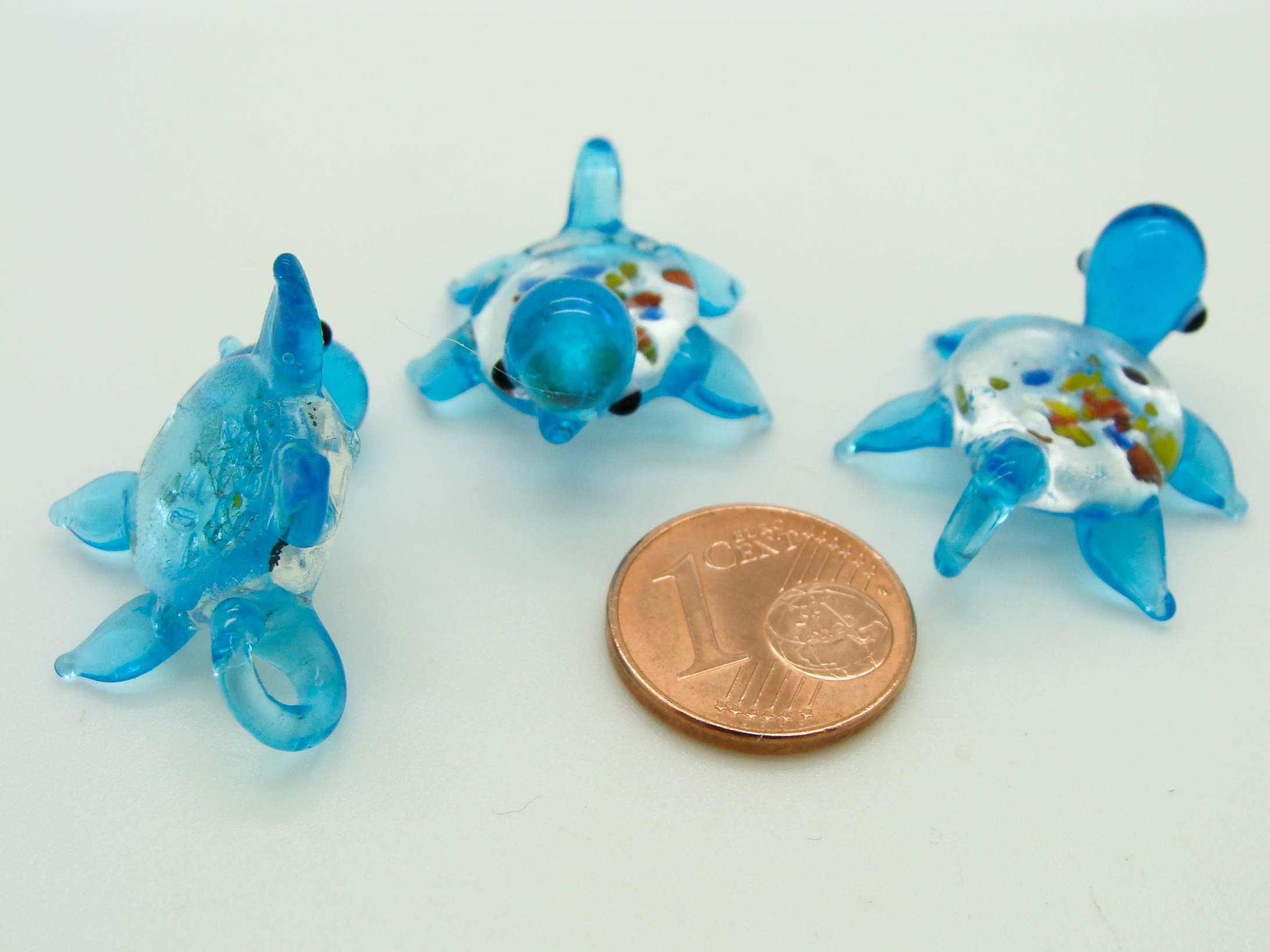 pendentif verre tortue bleu Pend-196