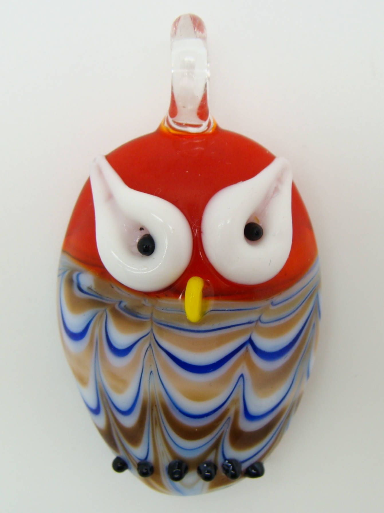 pendentif chouette verre lampwork rouge Pend-205