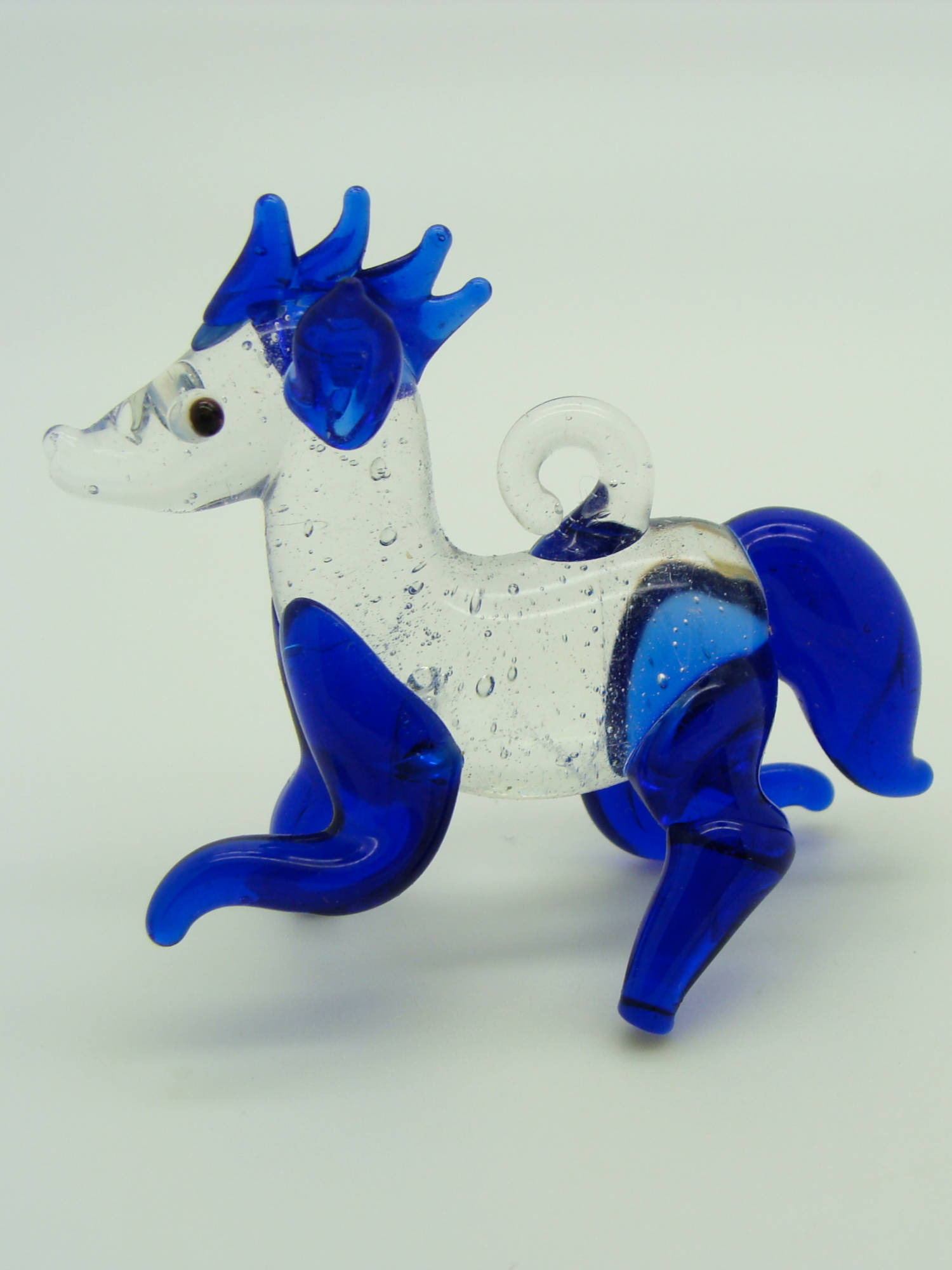 pendentif cheval bleu fonce verre Pend-209