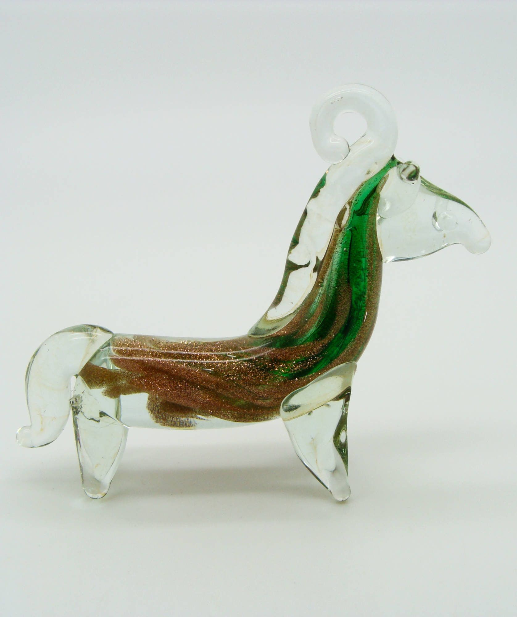 pendentif cheval vert verre Pend-214
