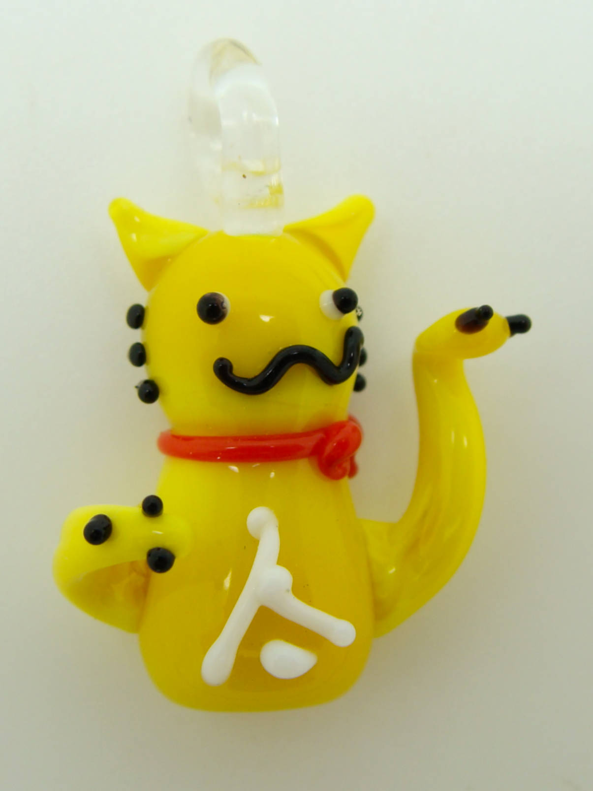 pendentif petit chat jaune verre Pend-227