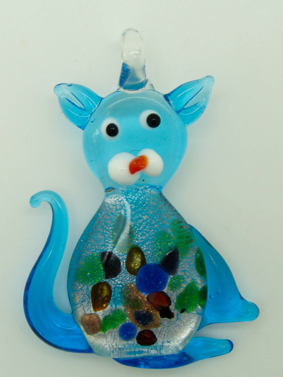 pendentif chat bleu verre Pend-233-1