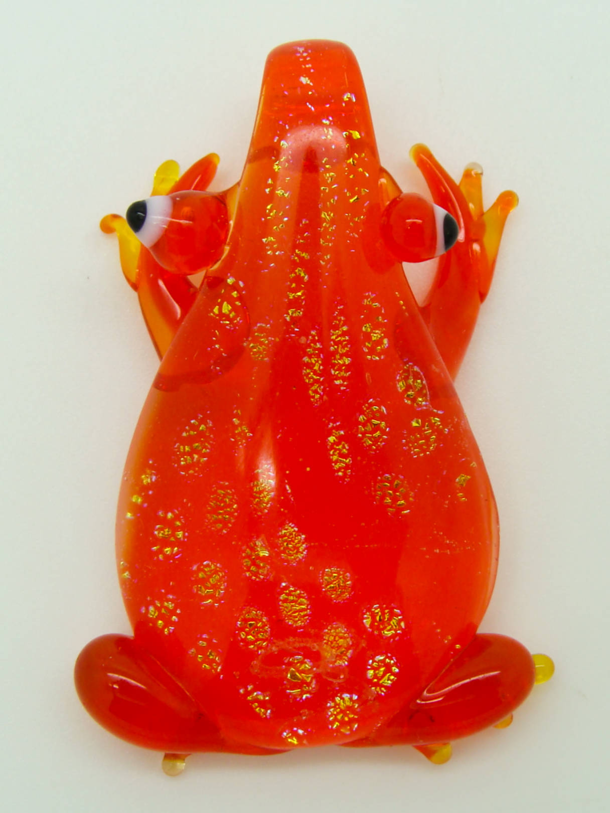 pendentif grenouille rouge dore verre Pend-238