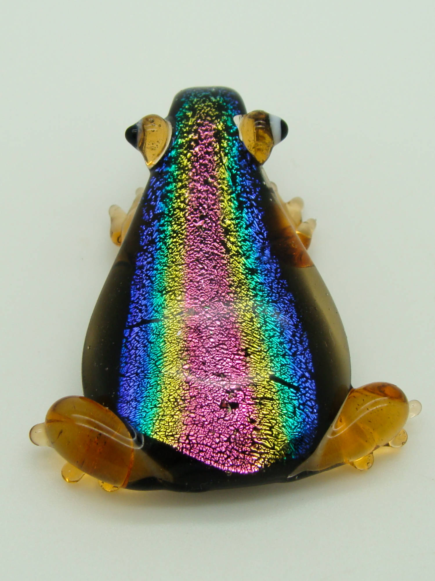 pendentif grenouille marron verre dichroique Pend-240