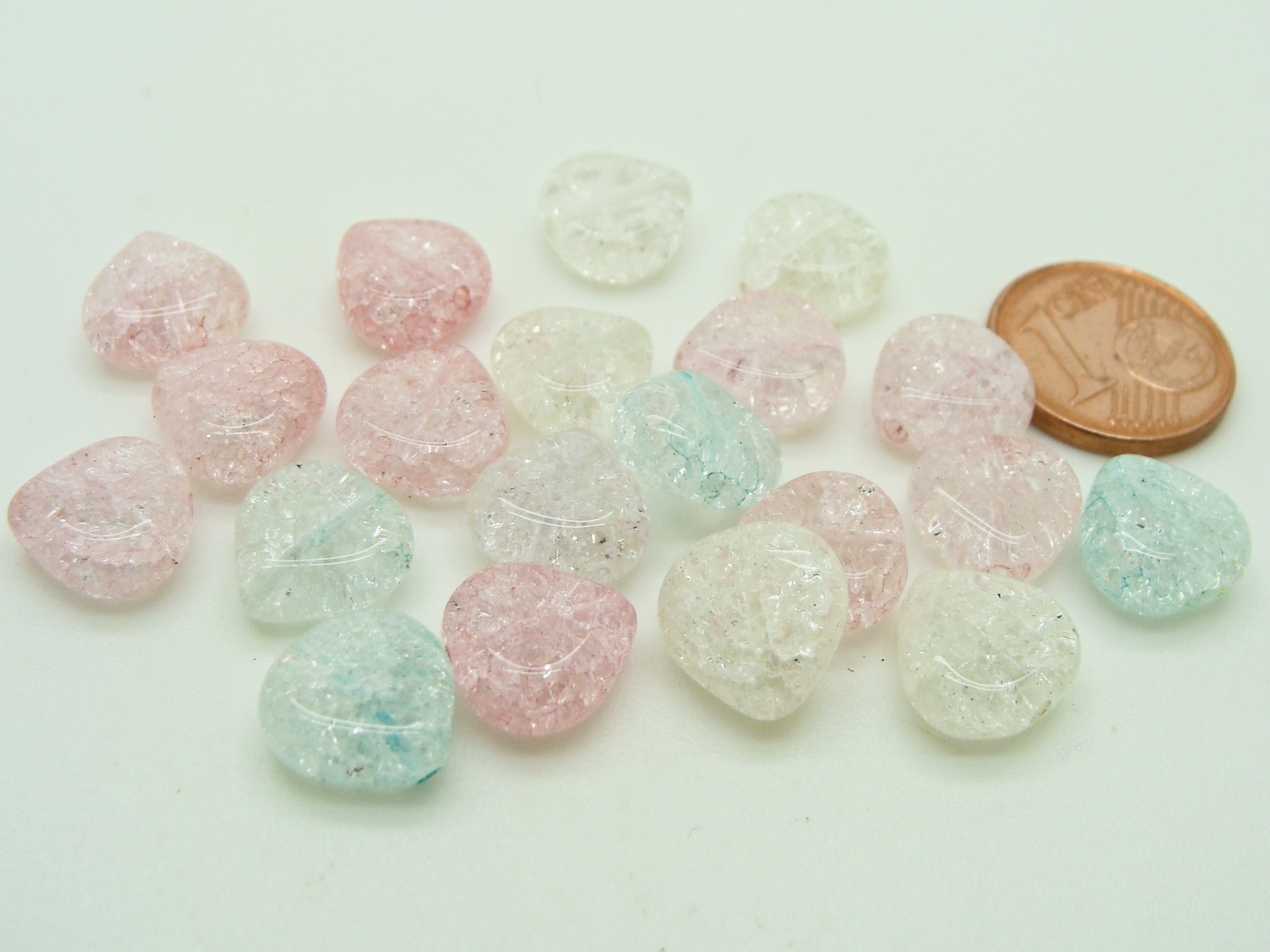 perle coeur 10mm verre Cra-Co10mm-mix