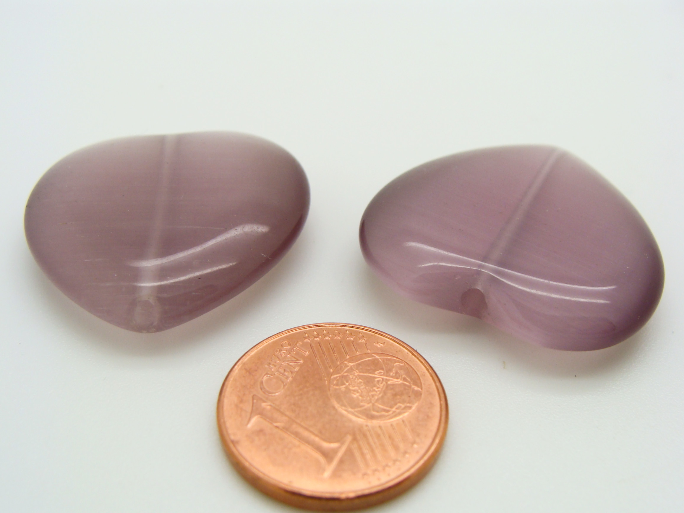 perle oeil de chat Coeur 25mm violet