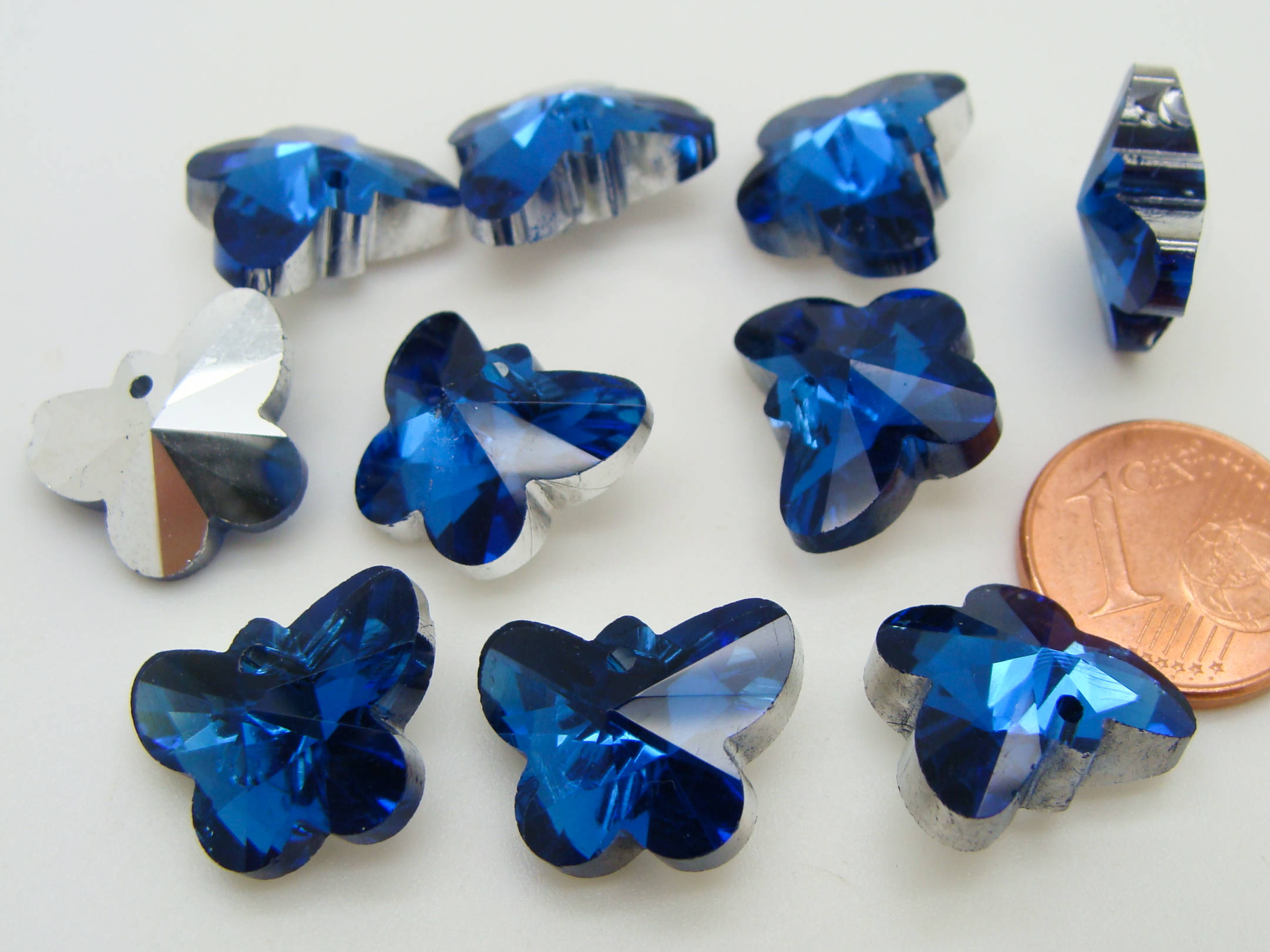breloque papillon bleu verre PA