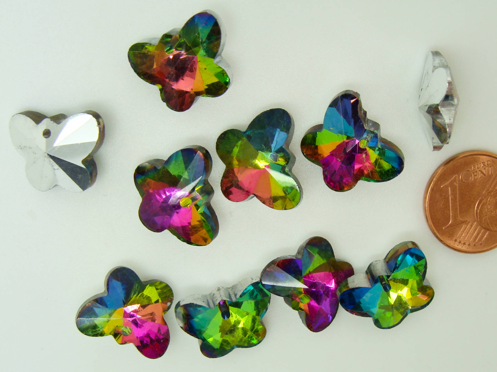 breloque papillon irise verre matallise