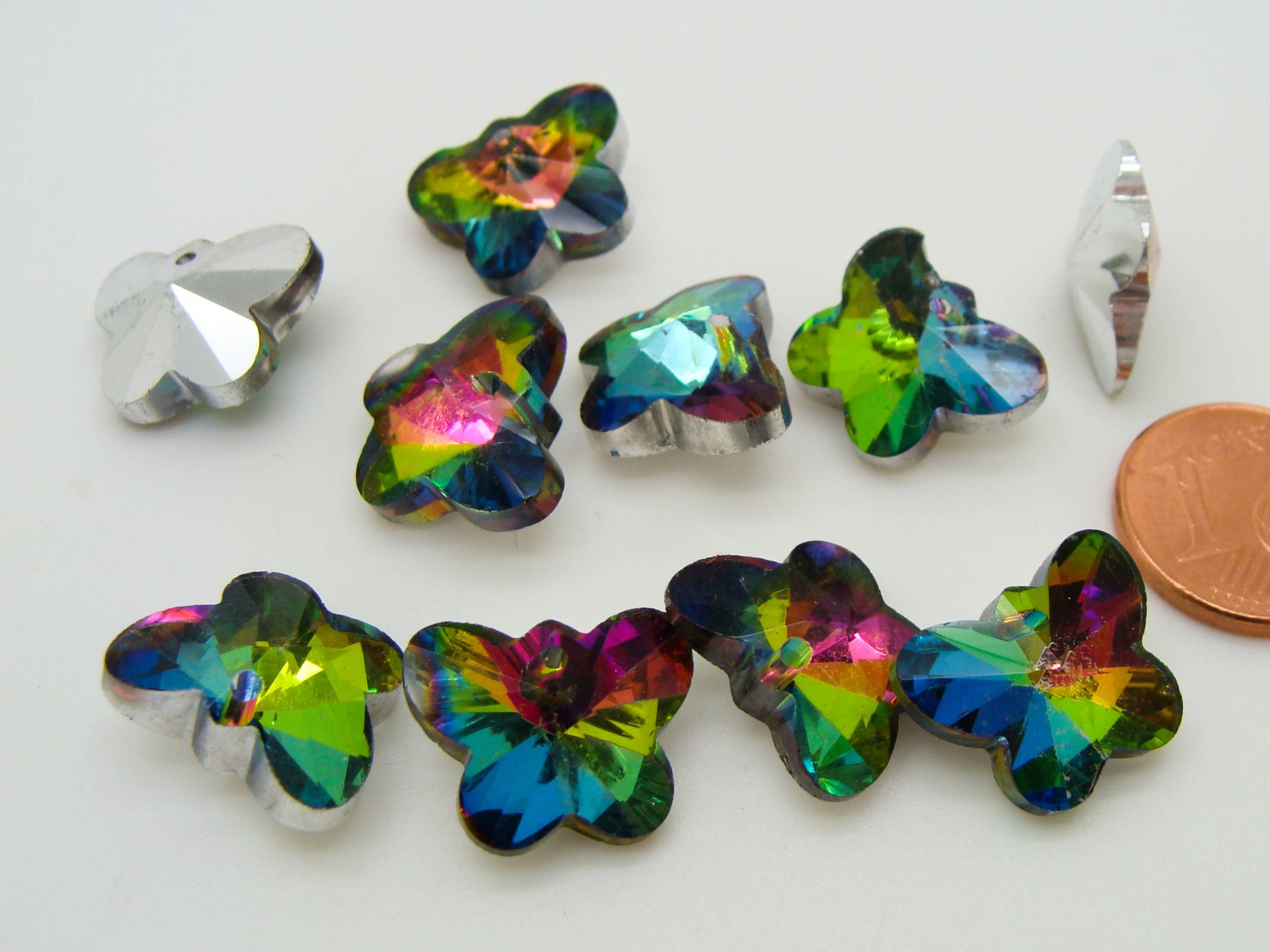breloque papillon irise verre PA