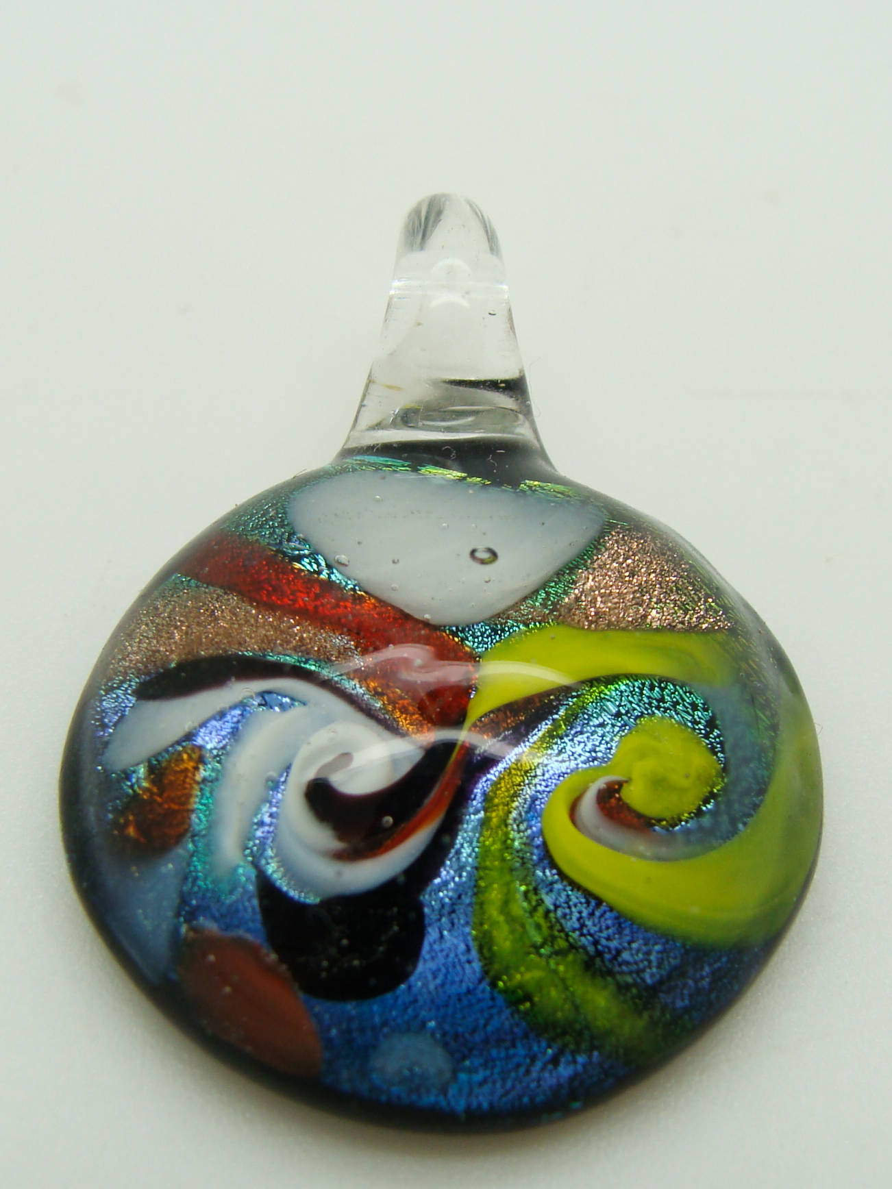 Pend-242-2 pendentif rond verre noir multicolore