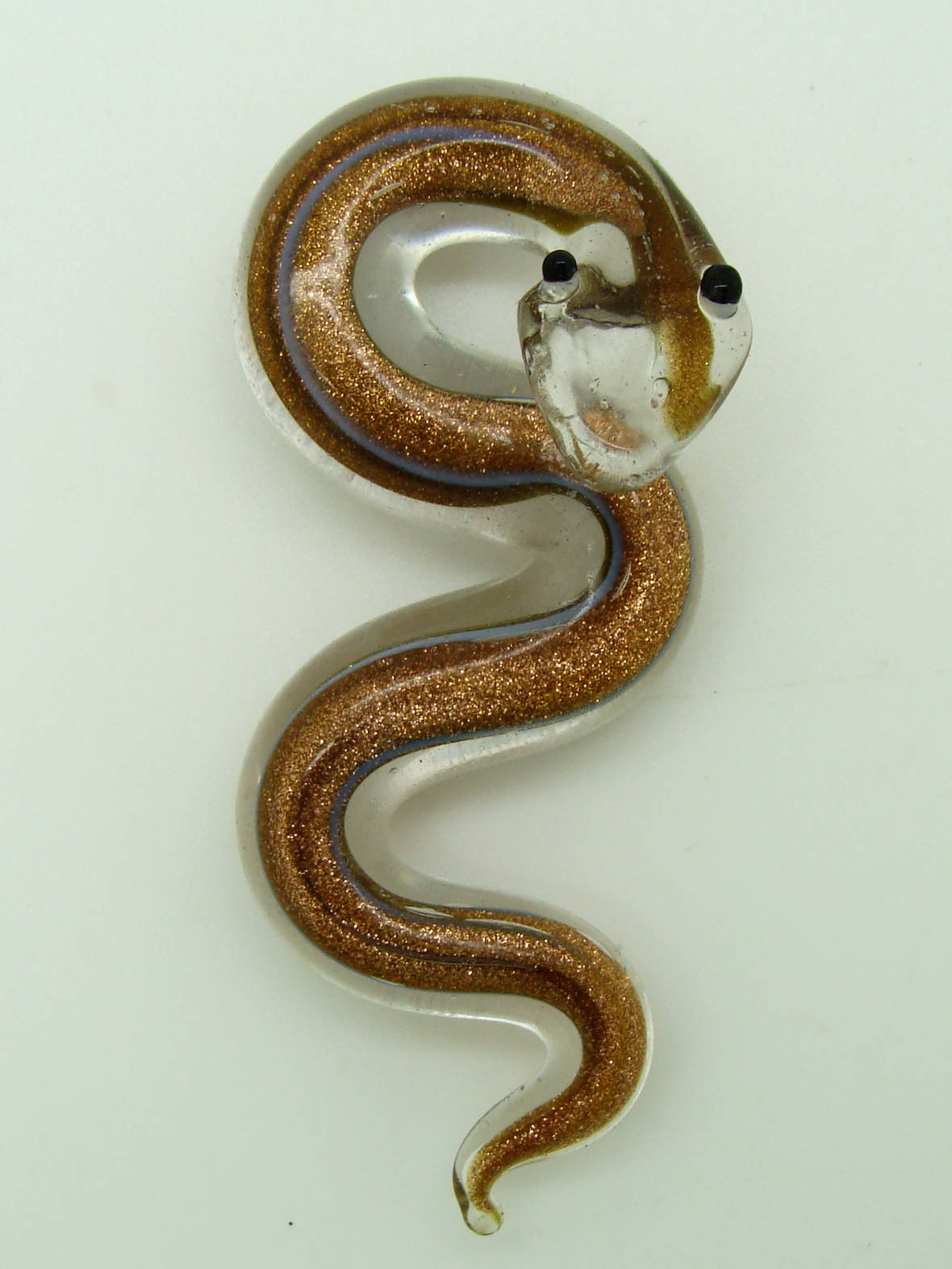 Pend-257-1 pendentif serpent dore bleu yeux lampwork