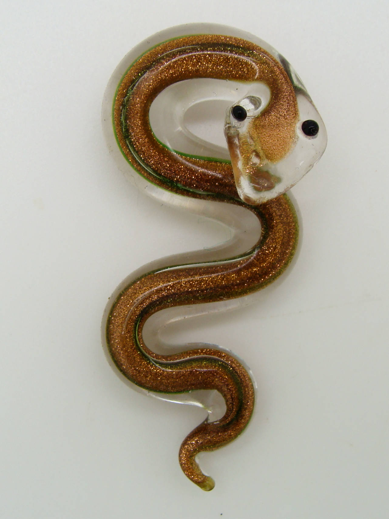 Pend-257-4 pendentif serpent vert dore yeux