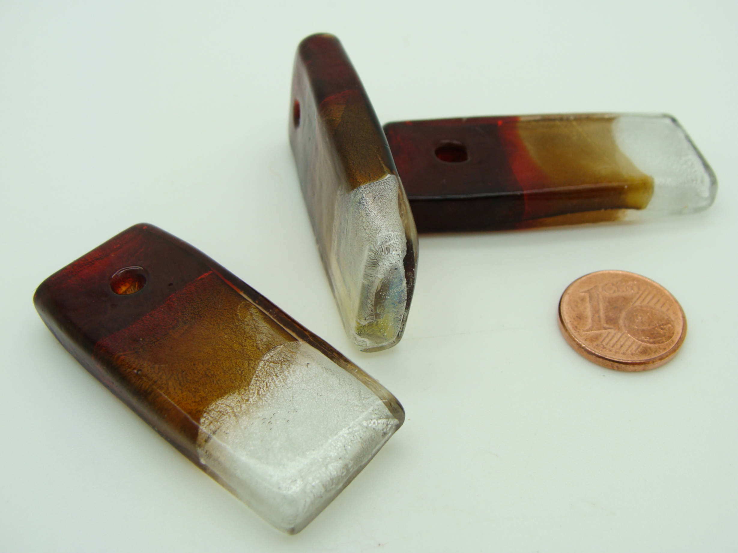 Pend-259-2 pendentif rectangle verre marron